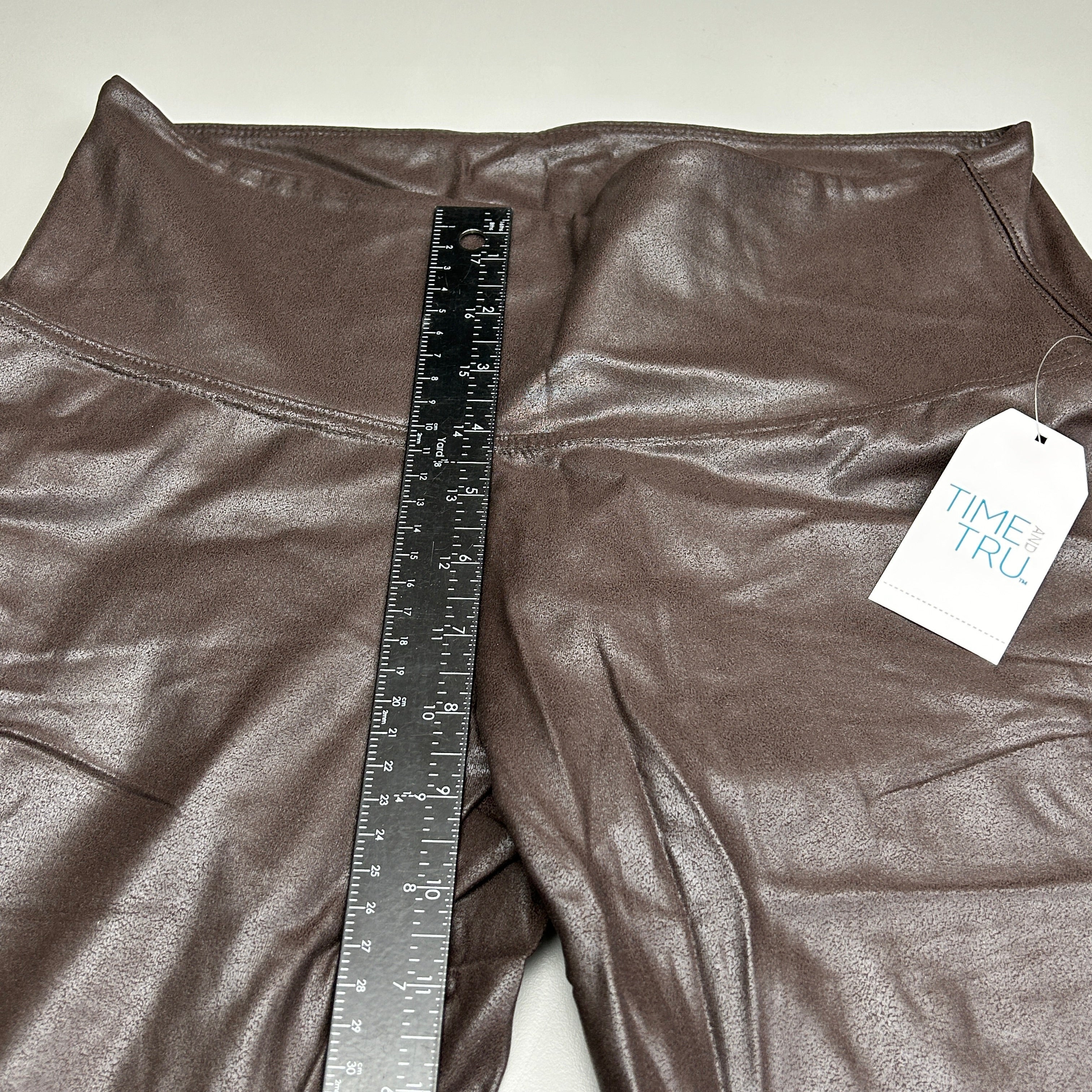 TIME AND TRU Women's Faux Leather Leggings Sz L 12-14 Brown (New)