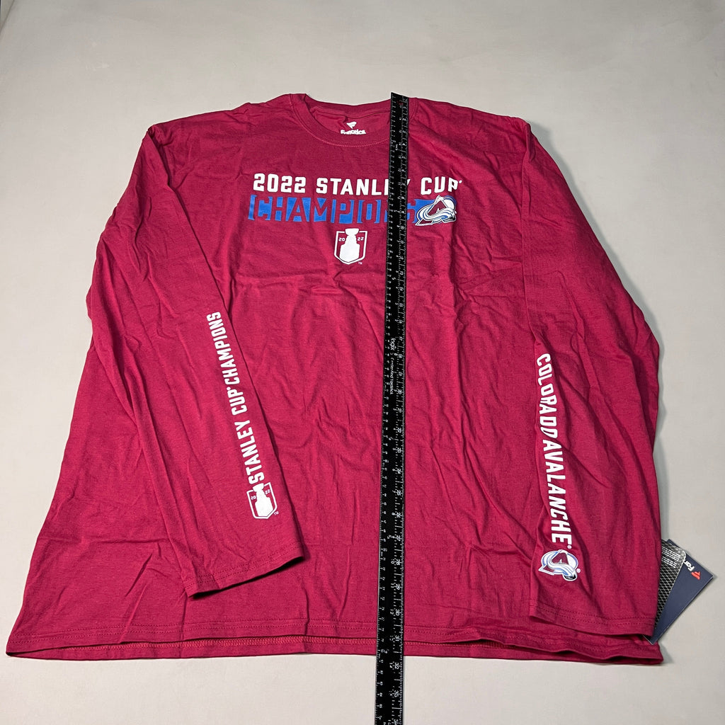 FANATICS 2022 Stanley Cup Champions Colorado Avalanche Long Sleeve T-shirt Sz 2XL Burgundy 058N SC Champs (New)
