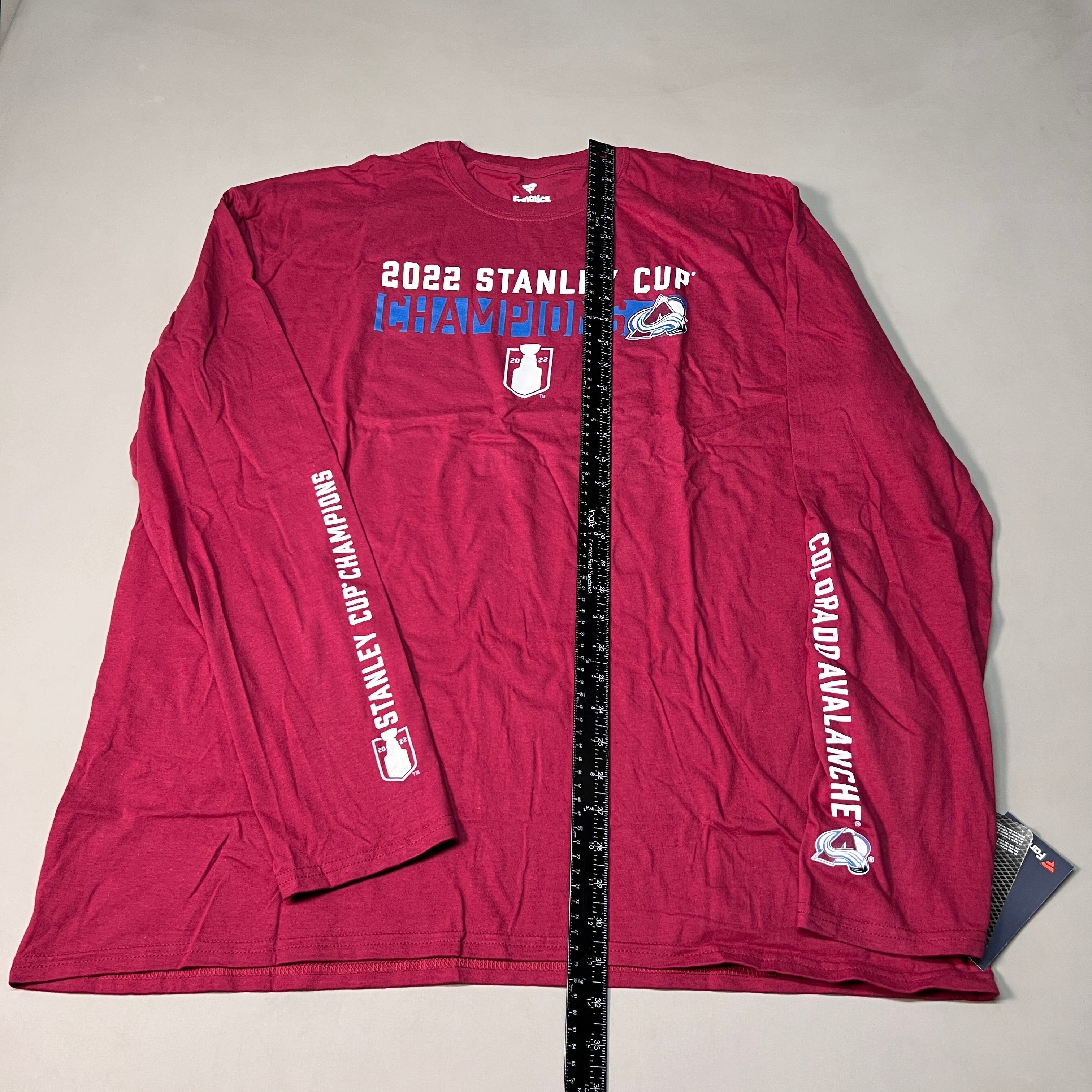 FANATICS 2022 Stanley Cup Champions Colorado Avalanche Long Sleeve T-shirt Sz 2XL Burgundy 058N SC Champs (New)