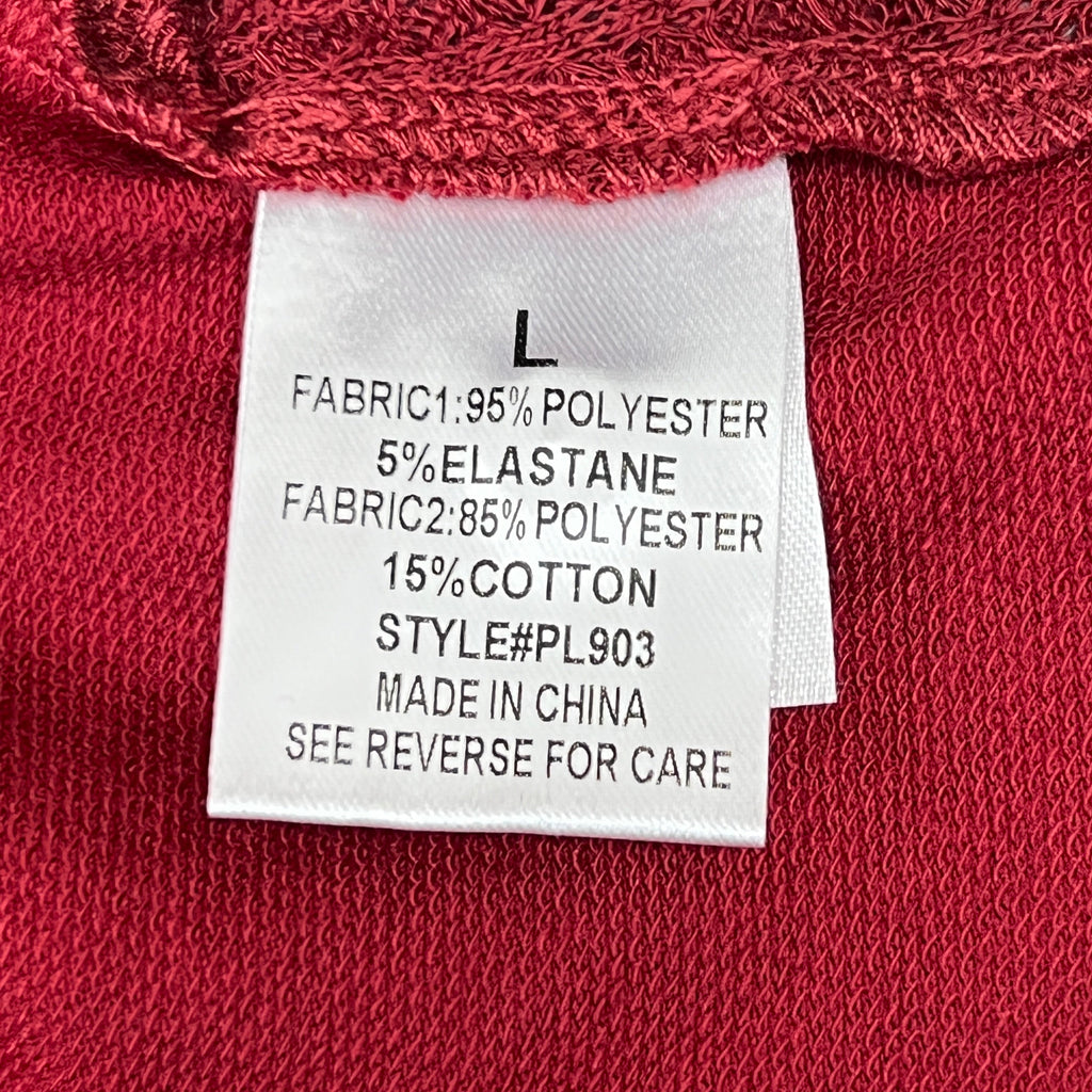 PINK LILY Take the Leap Henley Waffle Knit Blouse Women's Sz L Cranberry PL903 (New)