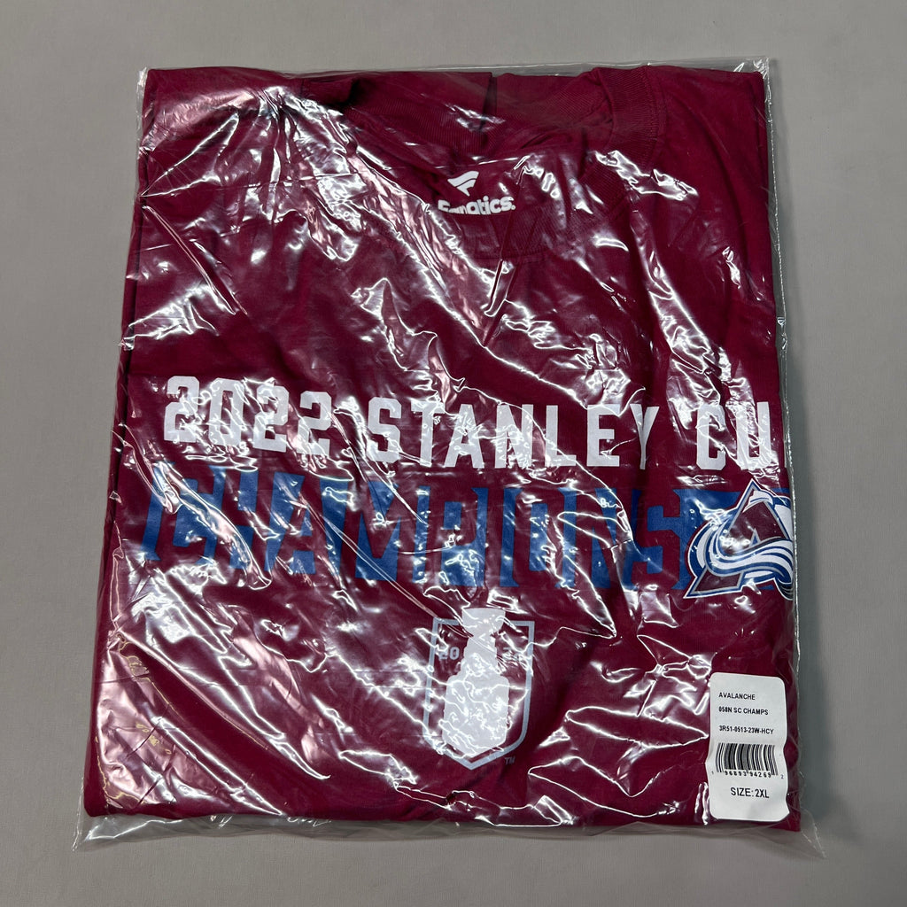 FANATICS 2022 Stanley Cup Champions Colorado Avalanche Long Sleeve T-shirt Sz 2XL Burgundy 058N SC Champs (New)