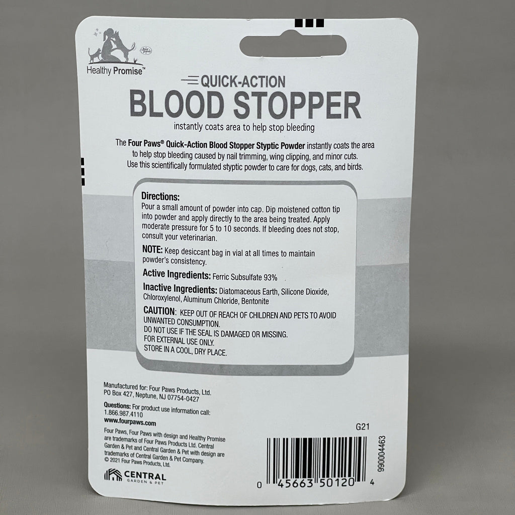 ZA@ FOUR PAWS Quick Action Blood Stopper Styptic Powder Bottles 0.5oz BB 03/24 (New)