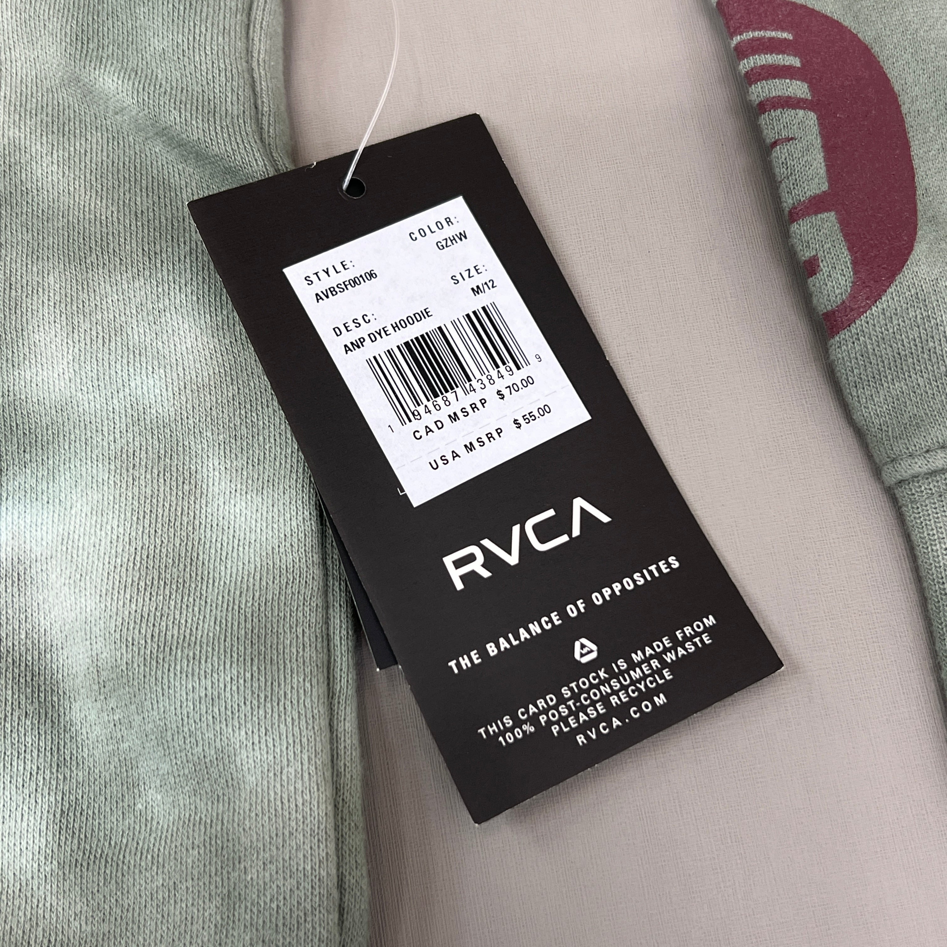RVCA Artist Network Program Tie Dye Hoodie Youth Sz M /12 AVBSF00106 Green (New)