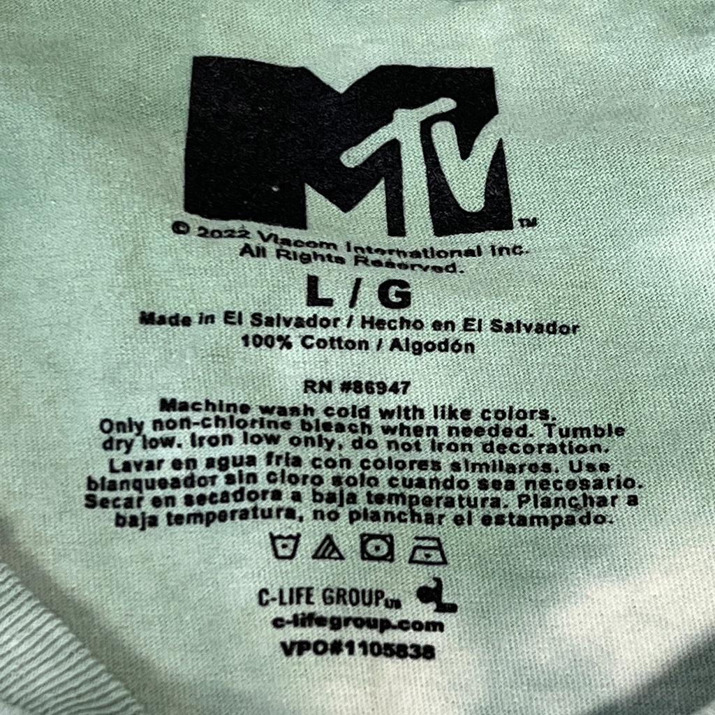 MTV Mint and White Tie-Dye Short Sleeve T-Shirt Women's Sz L 86947(New)
