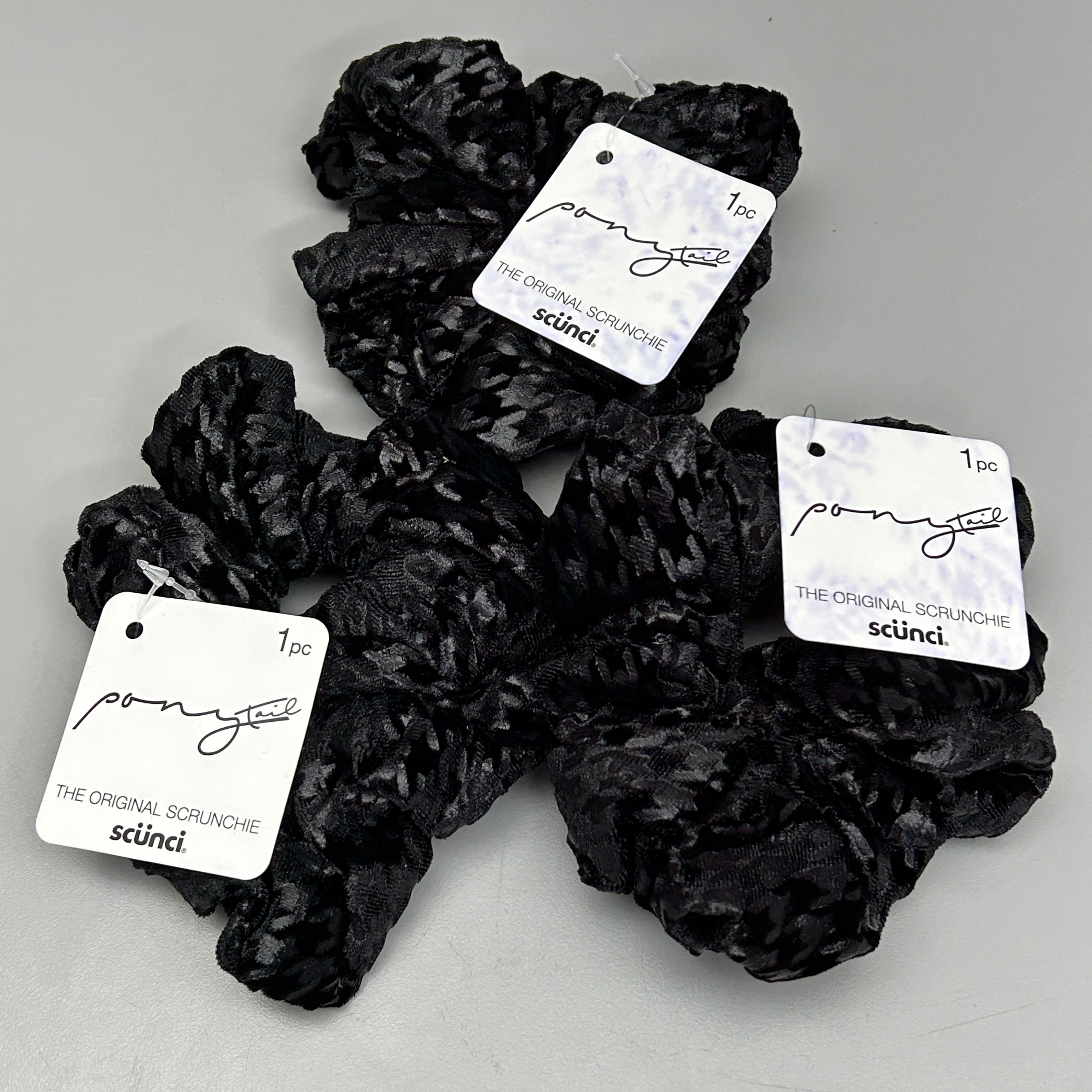 SCUNCI 3-PACK! Black Twister Ulta Ponytail Scrunchie (New)