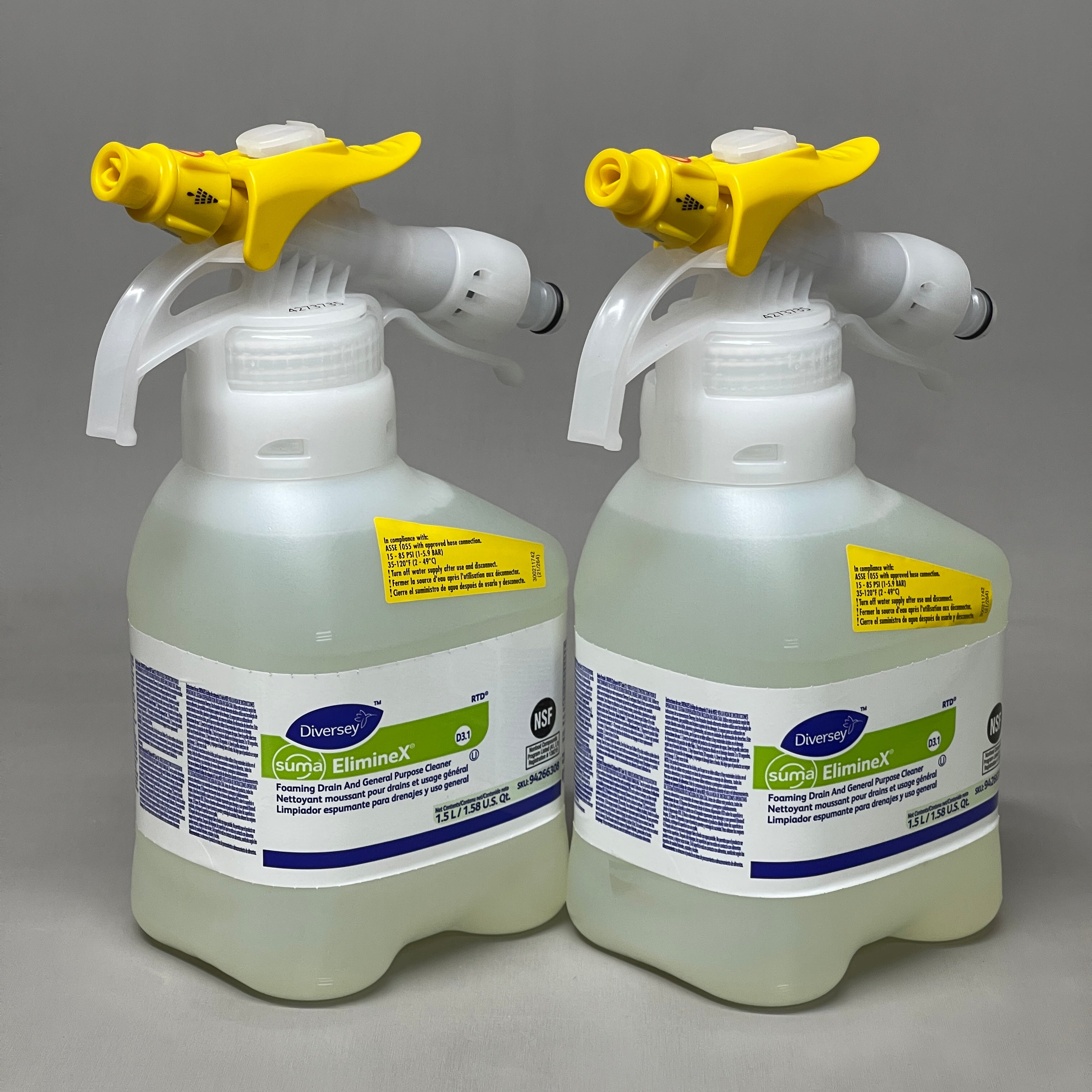 ZA@ DIVERSEY Suma Eliminex Foaming Drain & General Purpose Cleaner 10-PK x 1.5L 94266308 (New)