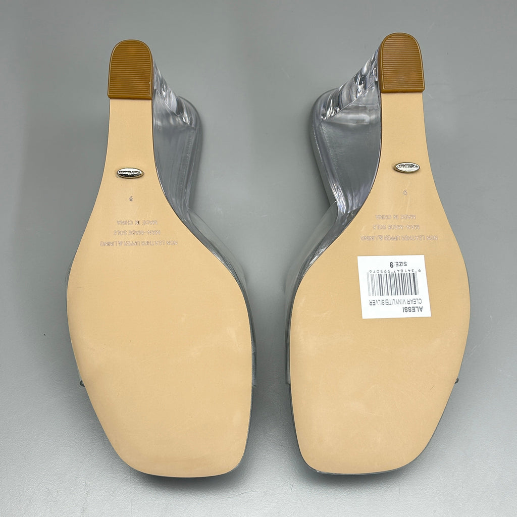TONY BIANCO Alessi Clear Vinylite/Silver Wedges Women's Heels Sz 9 (New)