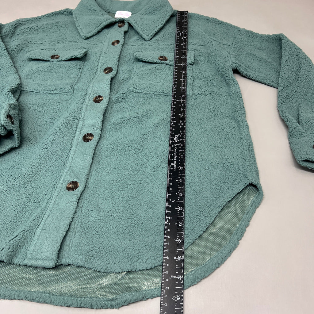ZA@ PINK LILY Fleece Button-up Jacket Women's Sz S Olive Green PL177 (New)