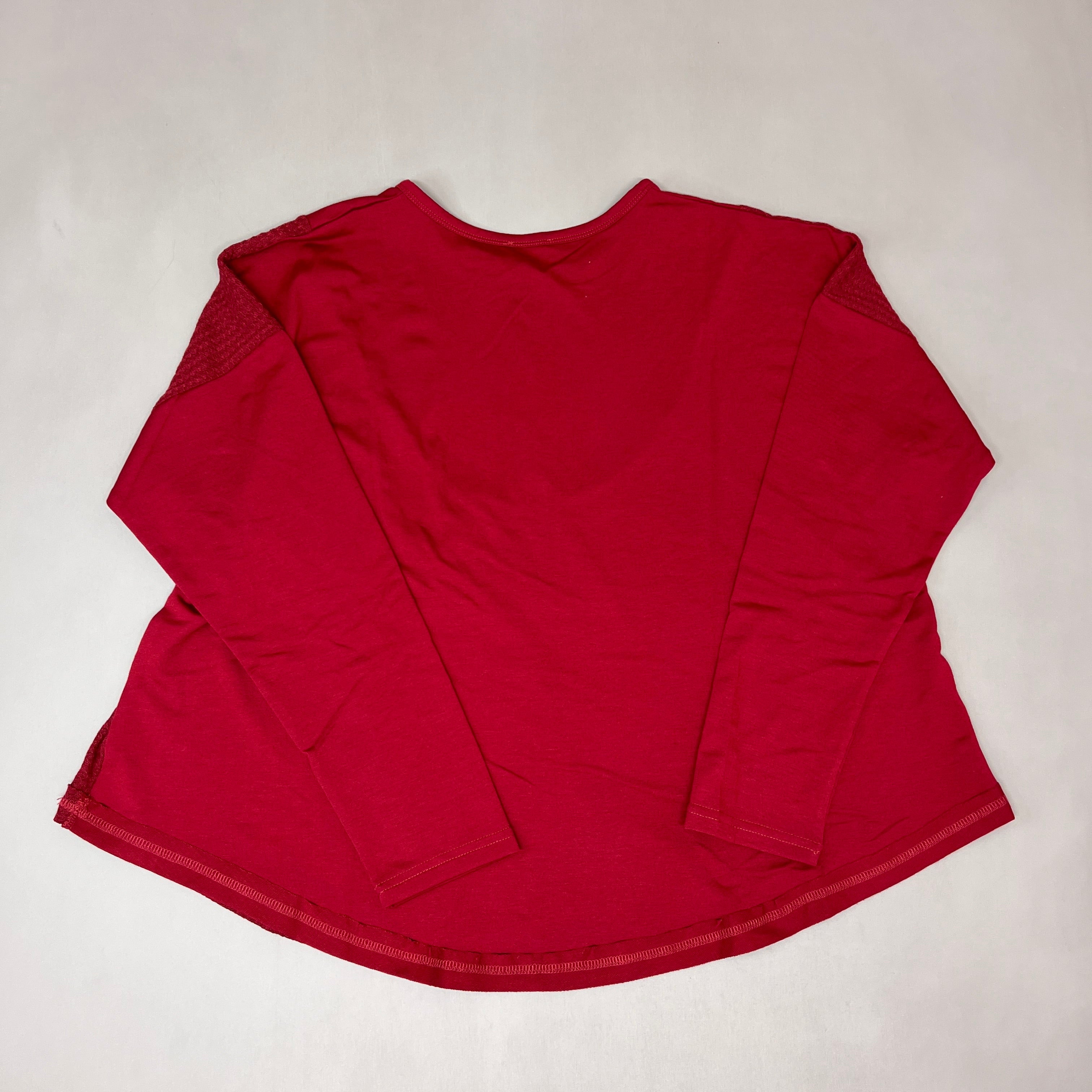 PINK LILY Take the Leap Henley Waffle Knit Blouse Women's Sz L Cranberry PL903 (New)