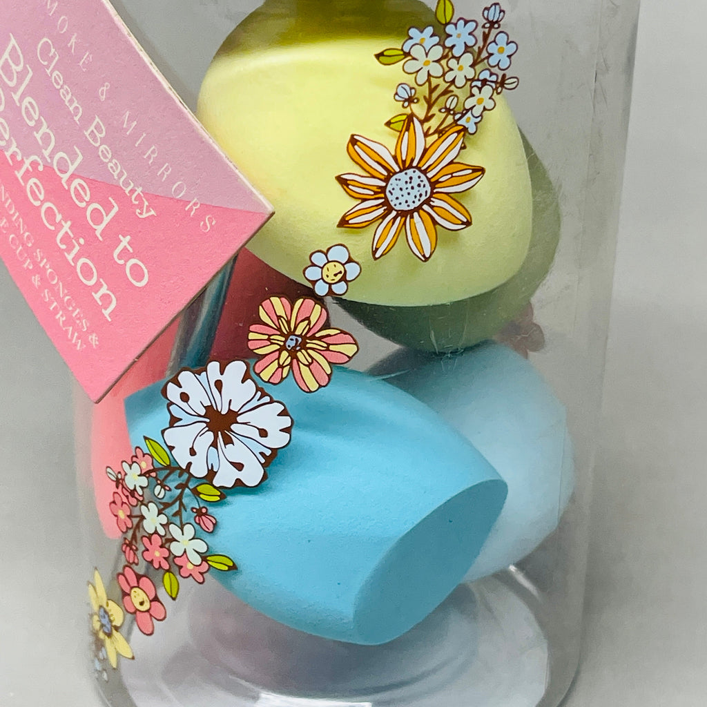 SMOKE & MIRRORS 3-PACK! 5-PIECE Blending Sponges & Reusable Cup & Straw (New)