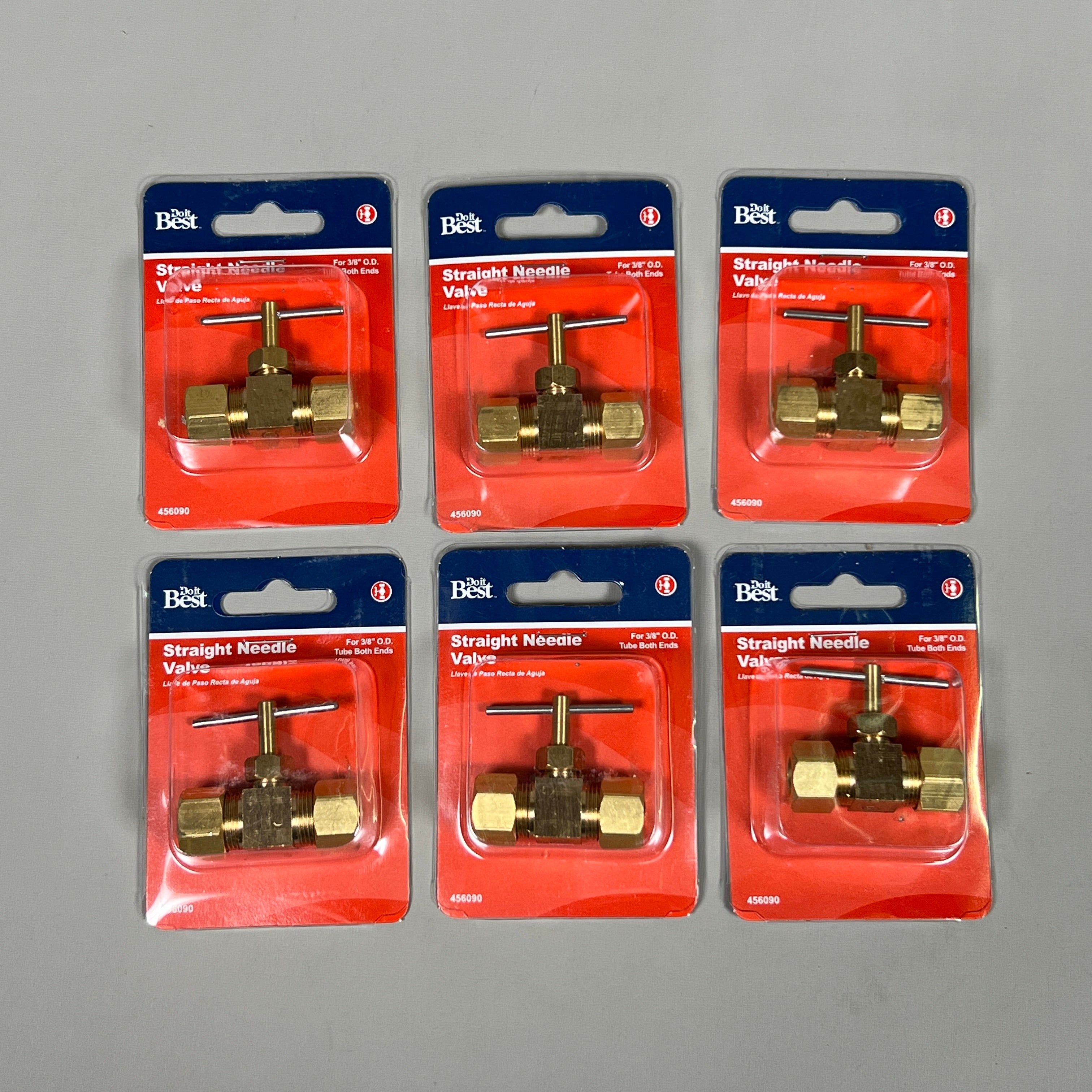 DO IT BEST 6-PACK of Tube Brass Straight Needle Valve 3/8 In. Tube x 3/8 In. Tube (New)