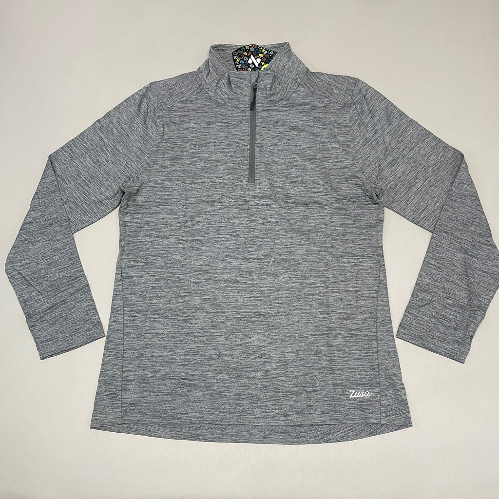 ZUSA Pull Over Shirt Long Sleeve Brisk Quarter Zip Women's Sz M Charcoal Heather (New)