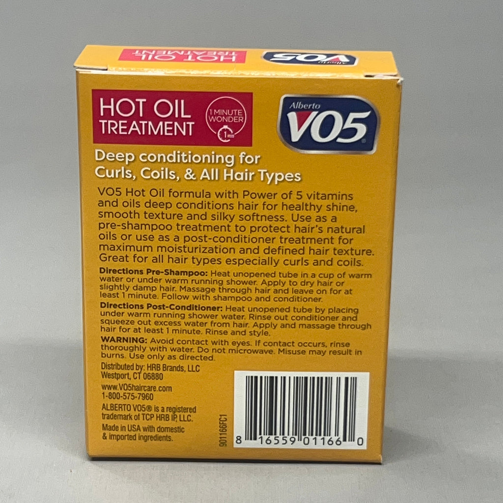 ALBERTO Vo5 Hot Oil Treatment 2-PACK! (2 tubes/box = 4 total tubes) 0.5 fl oz (New)