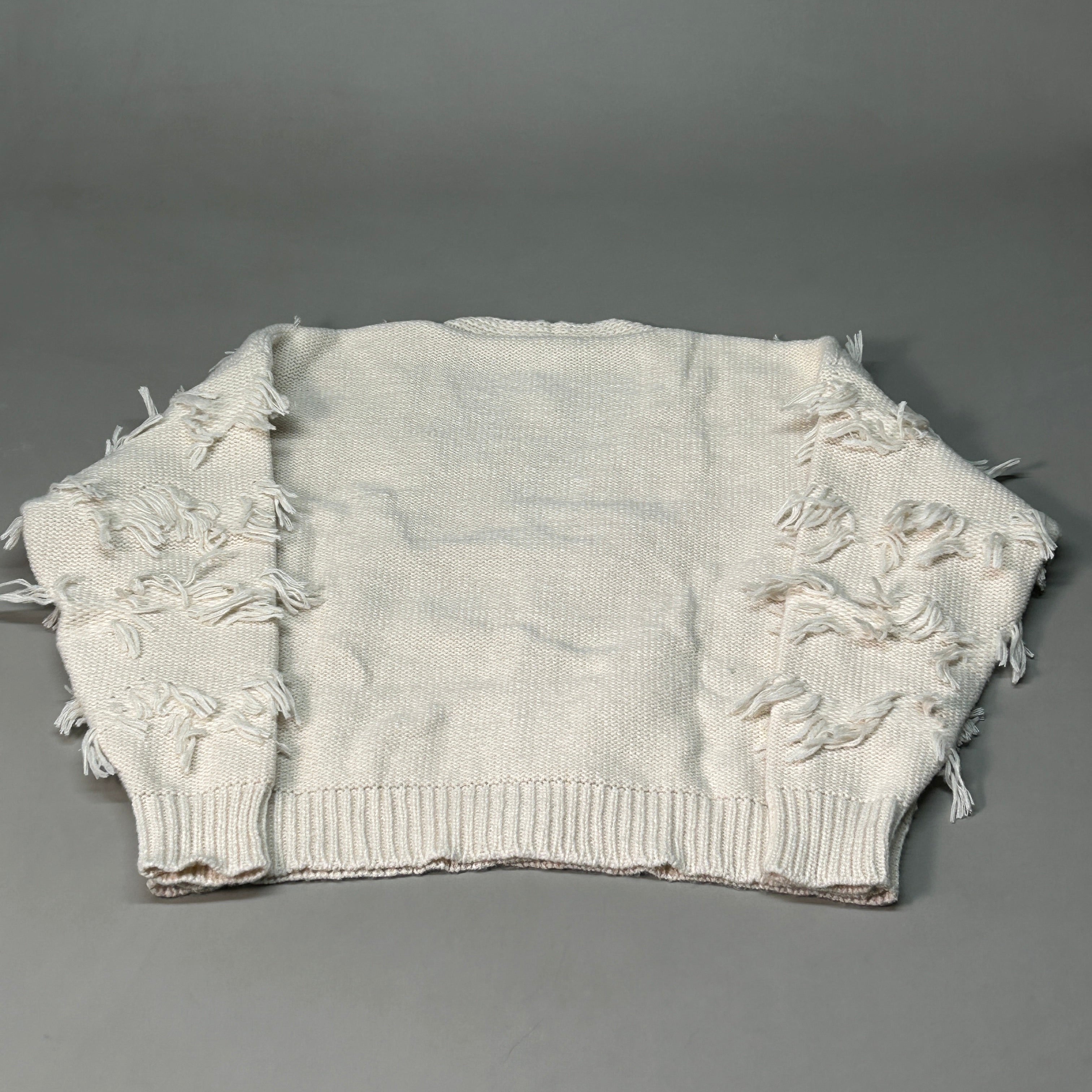 GILLI Fringed Button Up Cardigan Cream Size Medium (New)