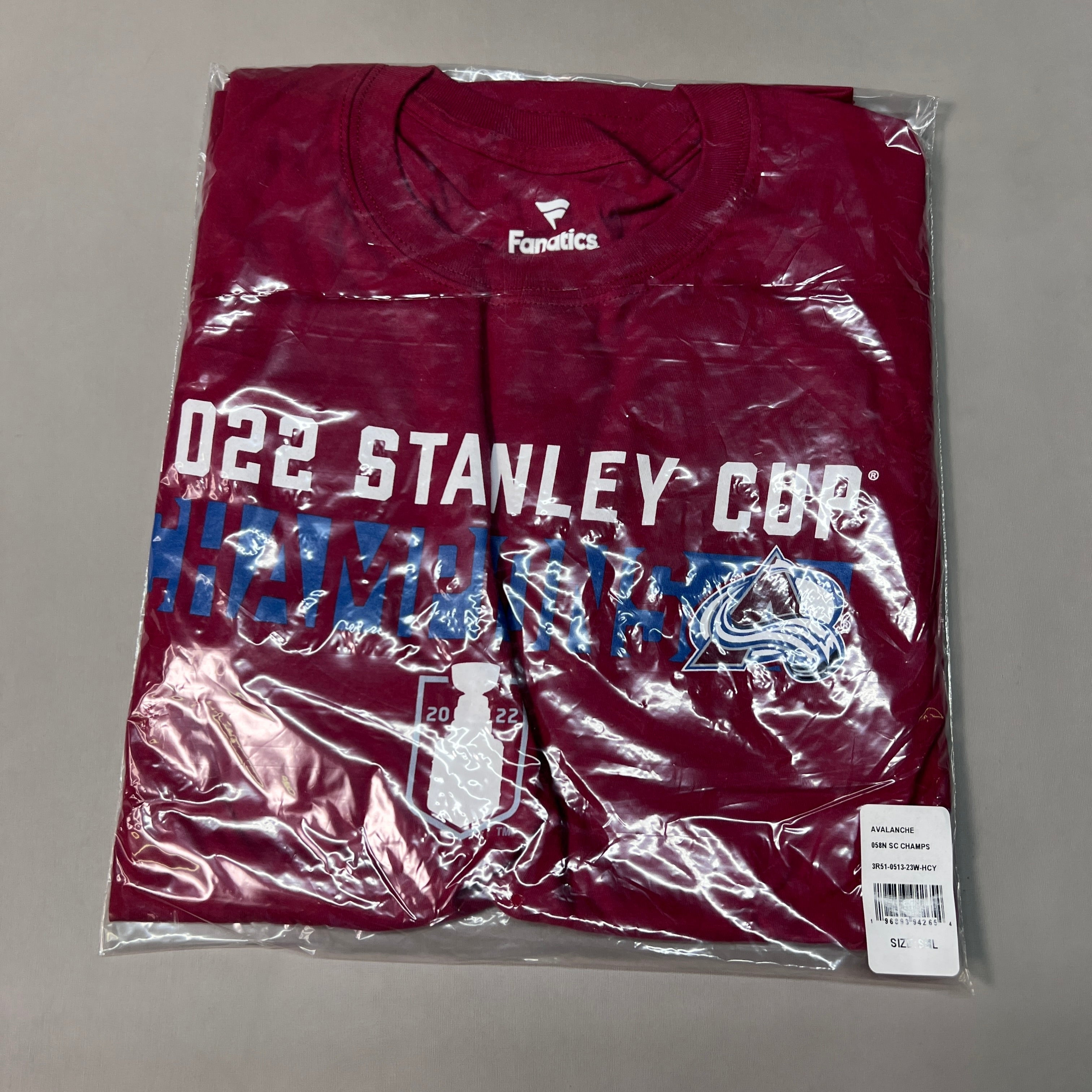 FANATICS 2022 Stanley Cup Champions Colorado Avalanche Long Sleeve T-shirt Sz S Burgundy 058N SC Champs (New)
