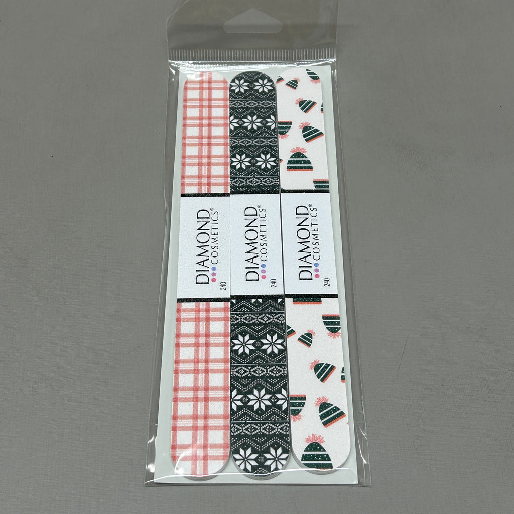 DIAMOND COSMETICS (3 PACKS of 3) Holiday Nail Files Multiple Prints 85386DT