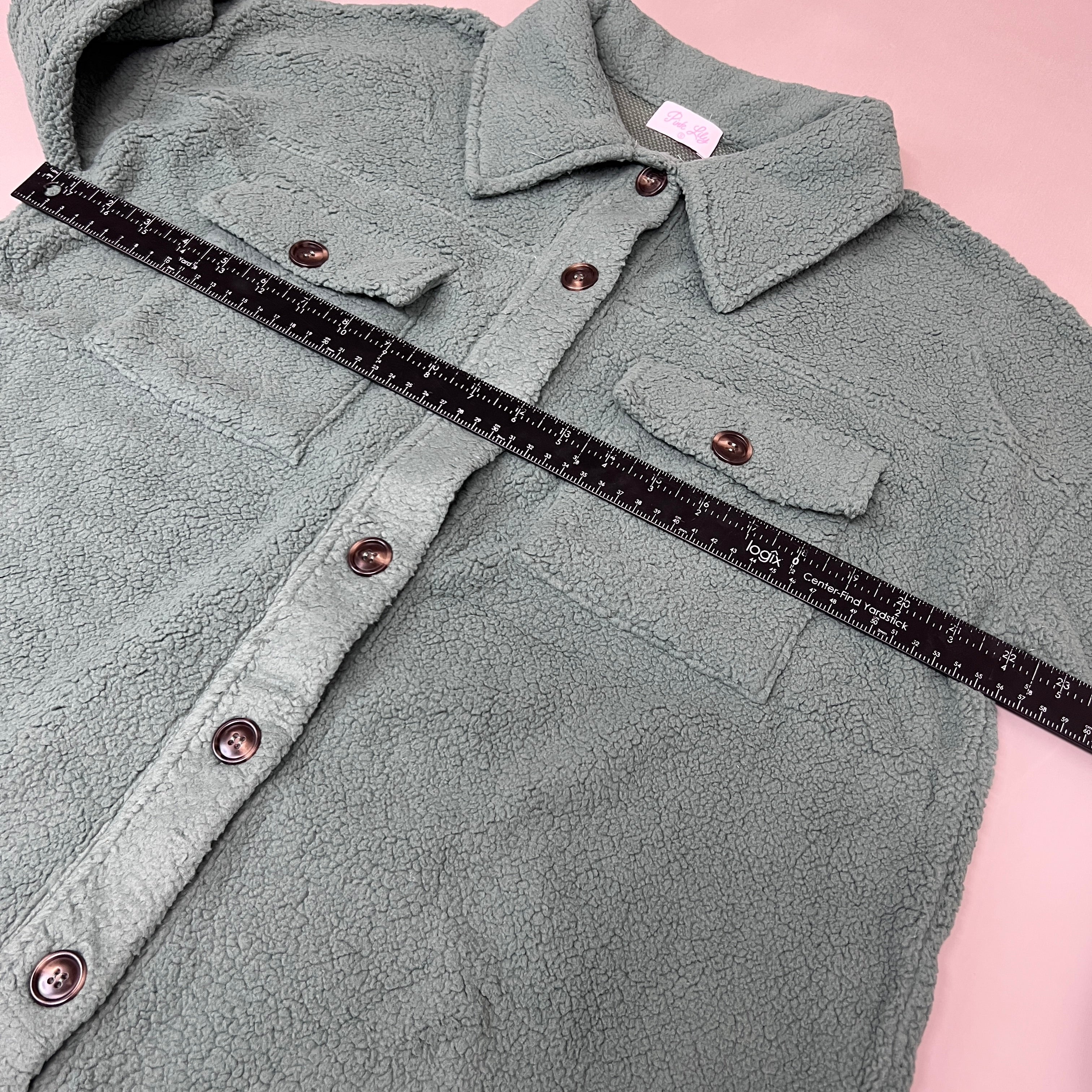 ZA@ PINK LILY Fleece Button-up Jacket Women's Sz S Olive Green PL177 (New)