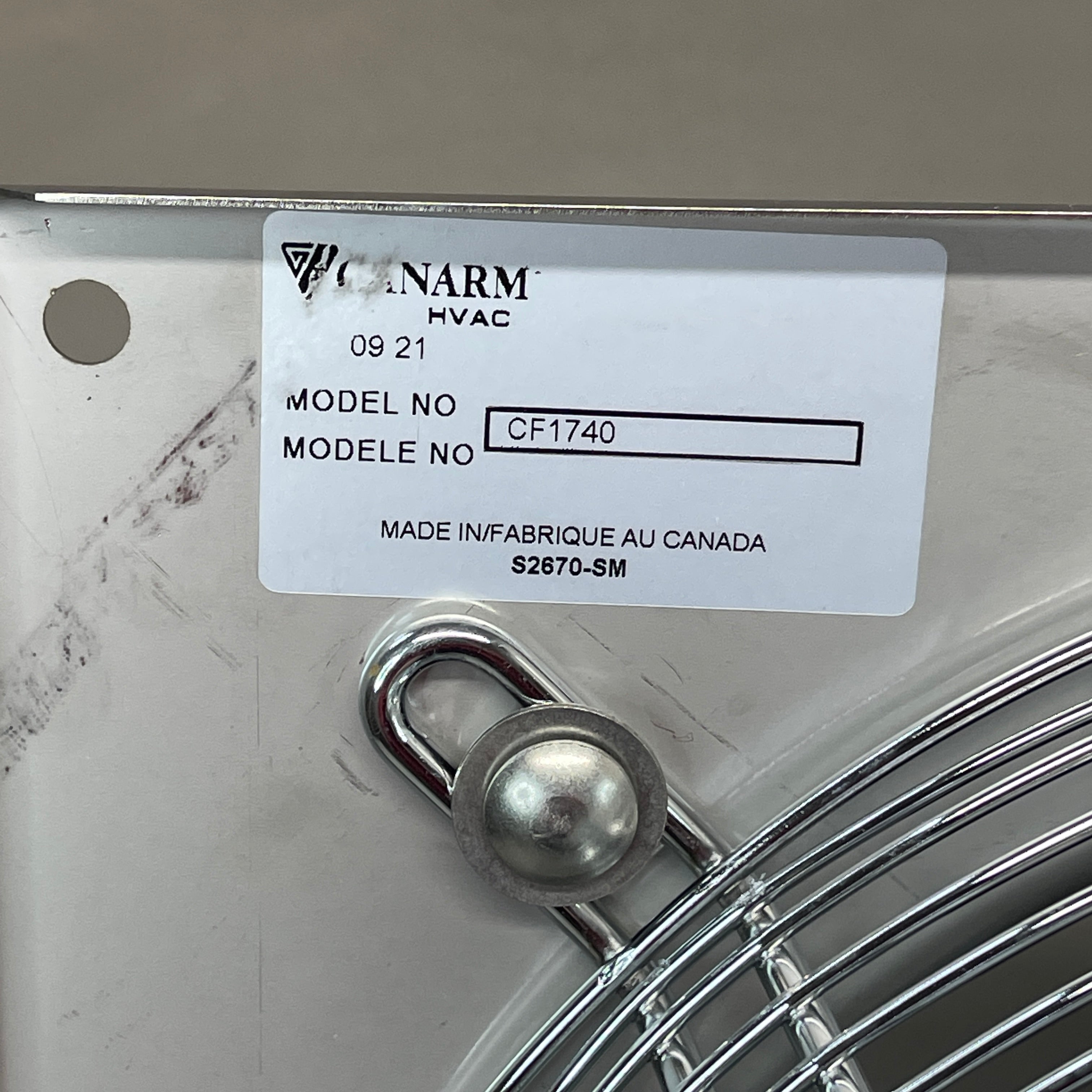 CANARM Tube Fan 12" Stainless Steel 1/4 HP Leeson Motor TF12S.S. CF1740 (New)