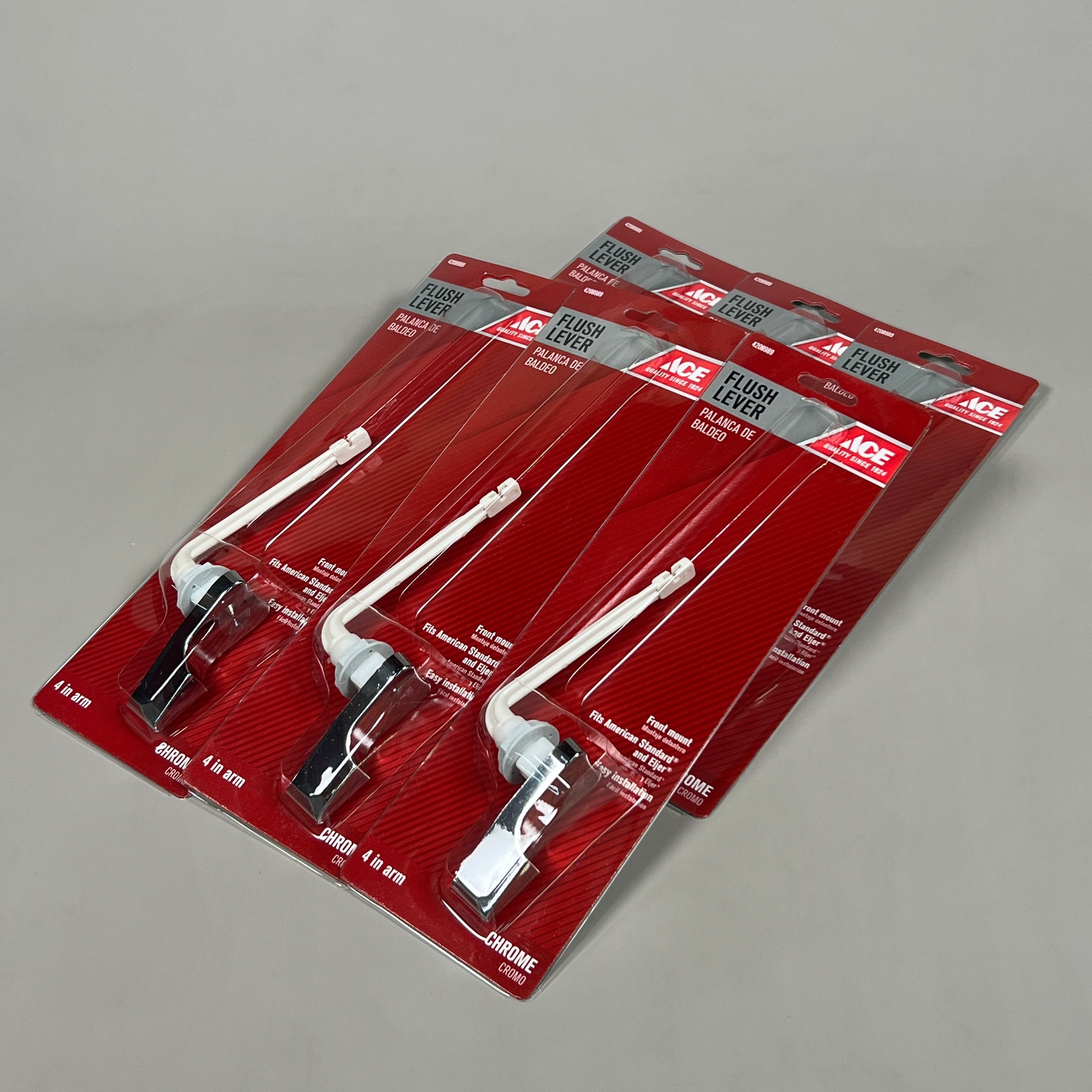 ACE 6-PACK of Tank Flush Lever Chrome for Universal 4 Inch Arm, Front Mount (New)
