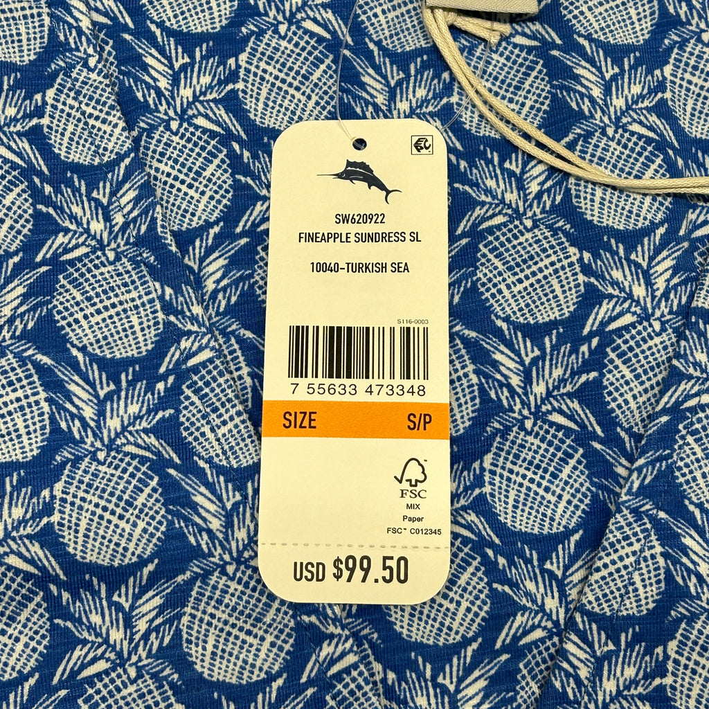 TOMMY BAHAMA Women's Fineapple Sleeveless SunDress Blue/White Turkish Sea Size S (New)