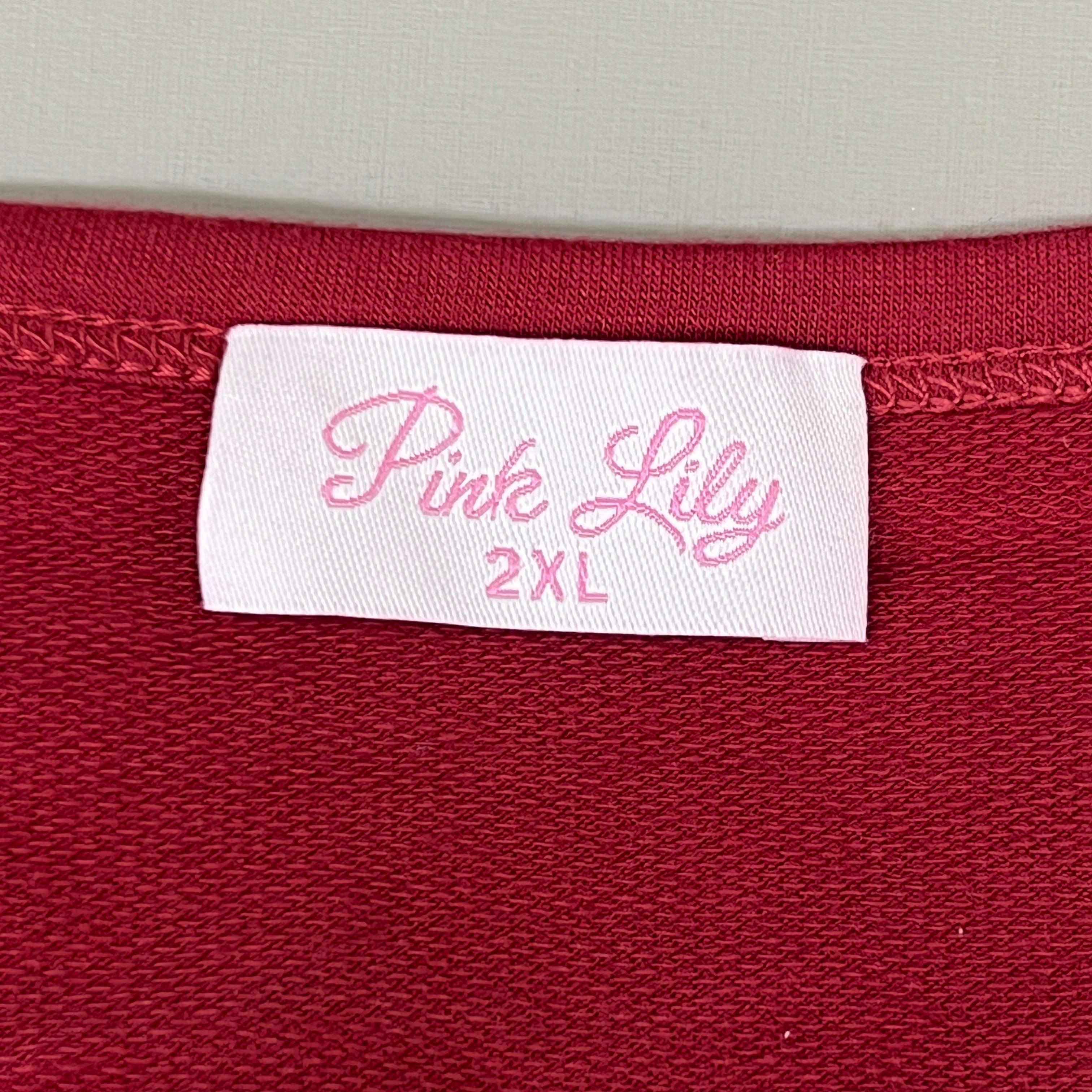 PINK LILY Take the Leap Henley Waffle Knit Blouse Women's Sz 2XL Cranberry PL903 (New)