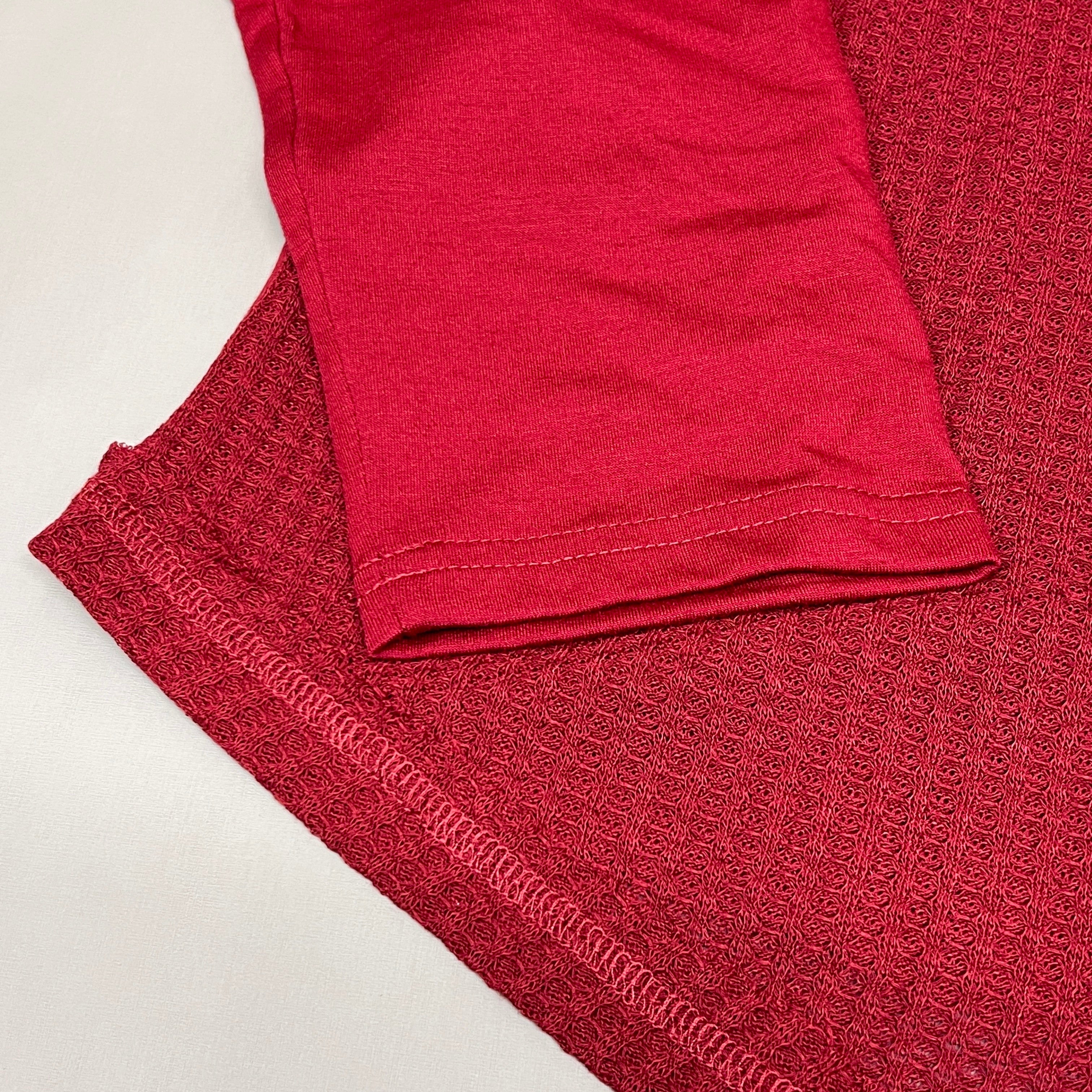 PINK LILY Take the Leap Henley Waffle Knit Blouse Women's Sz L Cranberry PL903 (New)