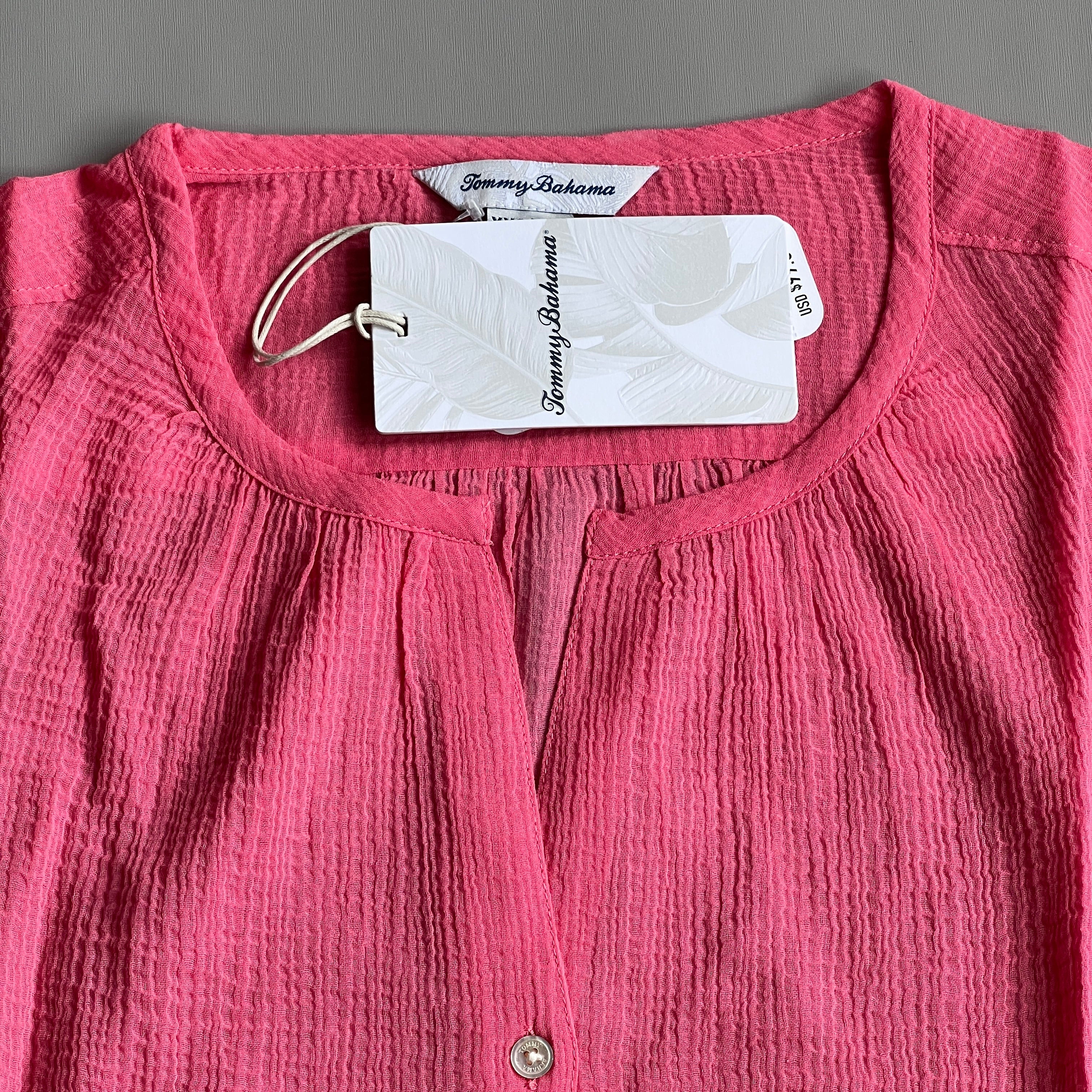 TOMMY BAHAMA Women's Lana Bay Gauze Top 3/4 Sleeve Tutti Frutti Size M (New)