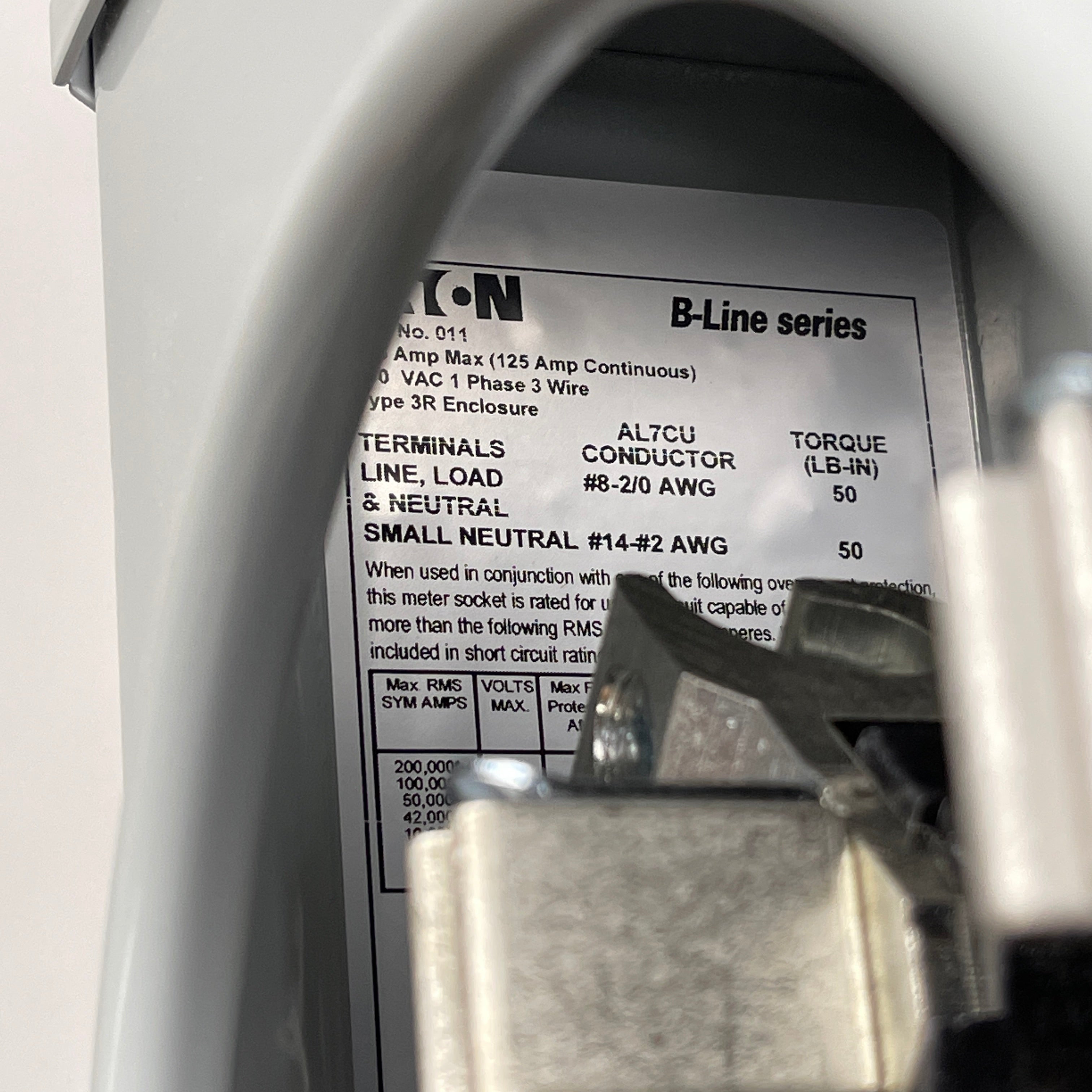 EATON B-Line 11 Meter Socket 125A 4 Jaw 1PH, NEMA 3R Top Feed 125 Amp (New)