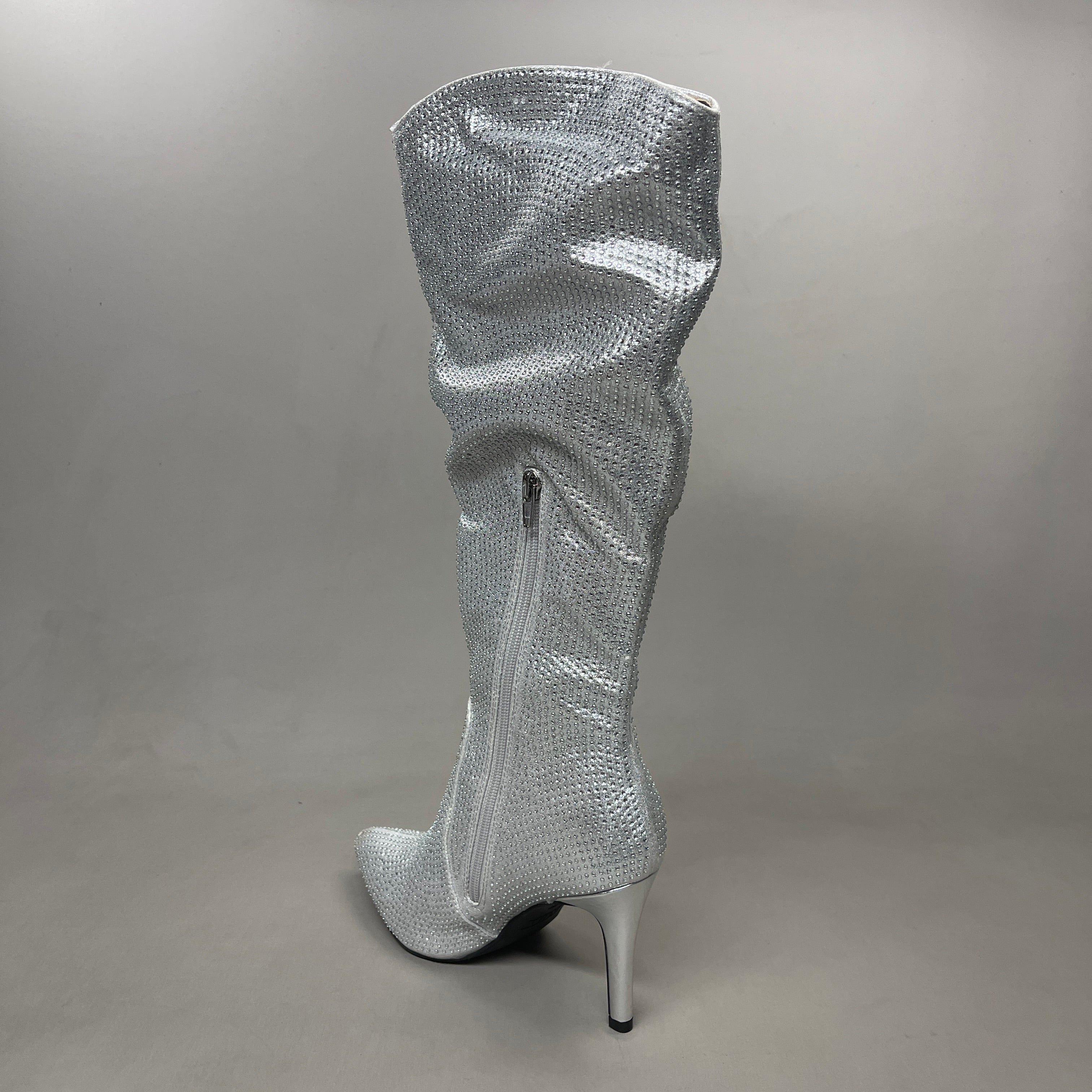 MIA Mackynzie Silver Stone Tall Heeled Boots Sz 6M Q100302