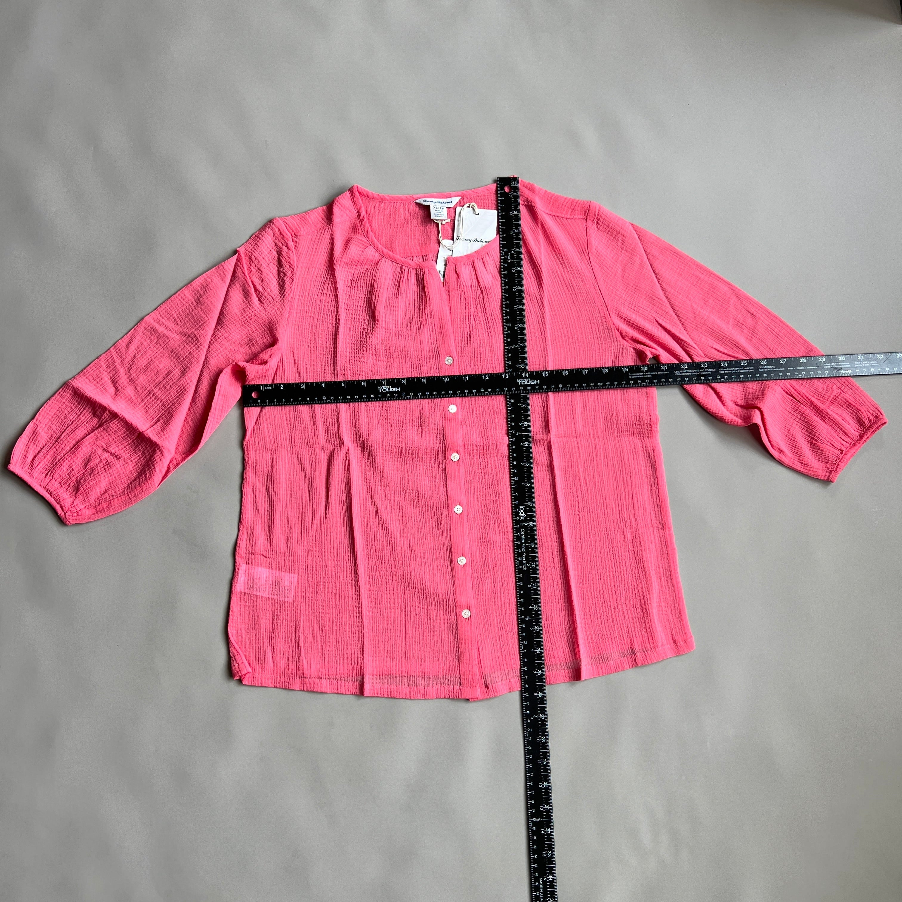 TOMMY BAHAMA Women's Lana Bay Gauze Top 3/4 Sleeve Tutti Frutti Size XS (New)