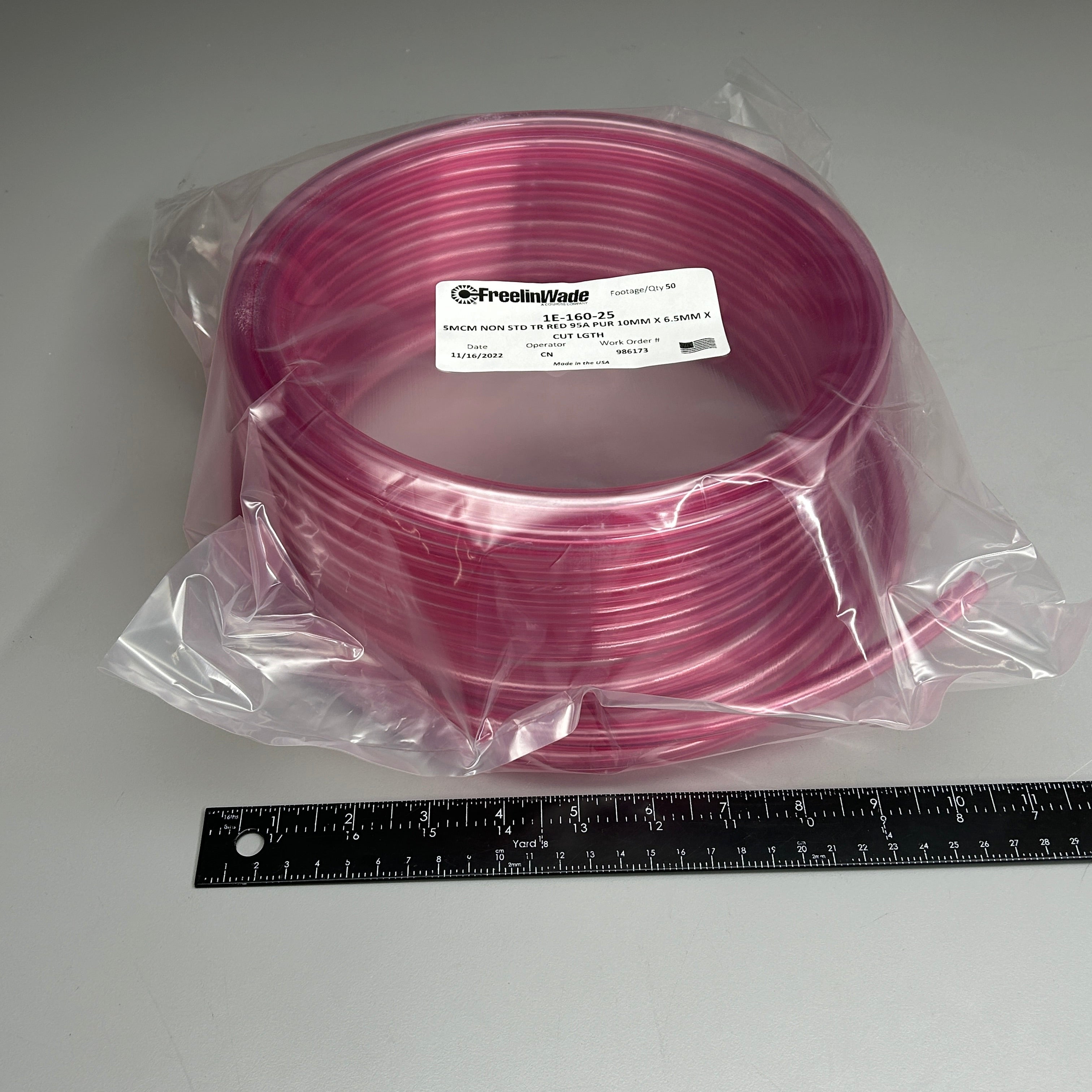 FREELIN-WADE Tubing 50 ft Transparent Red 1E-160-25 (New)