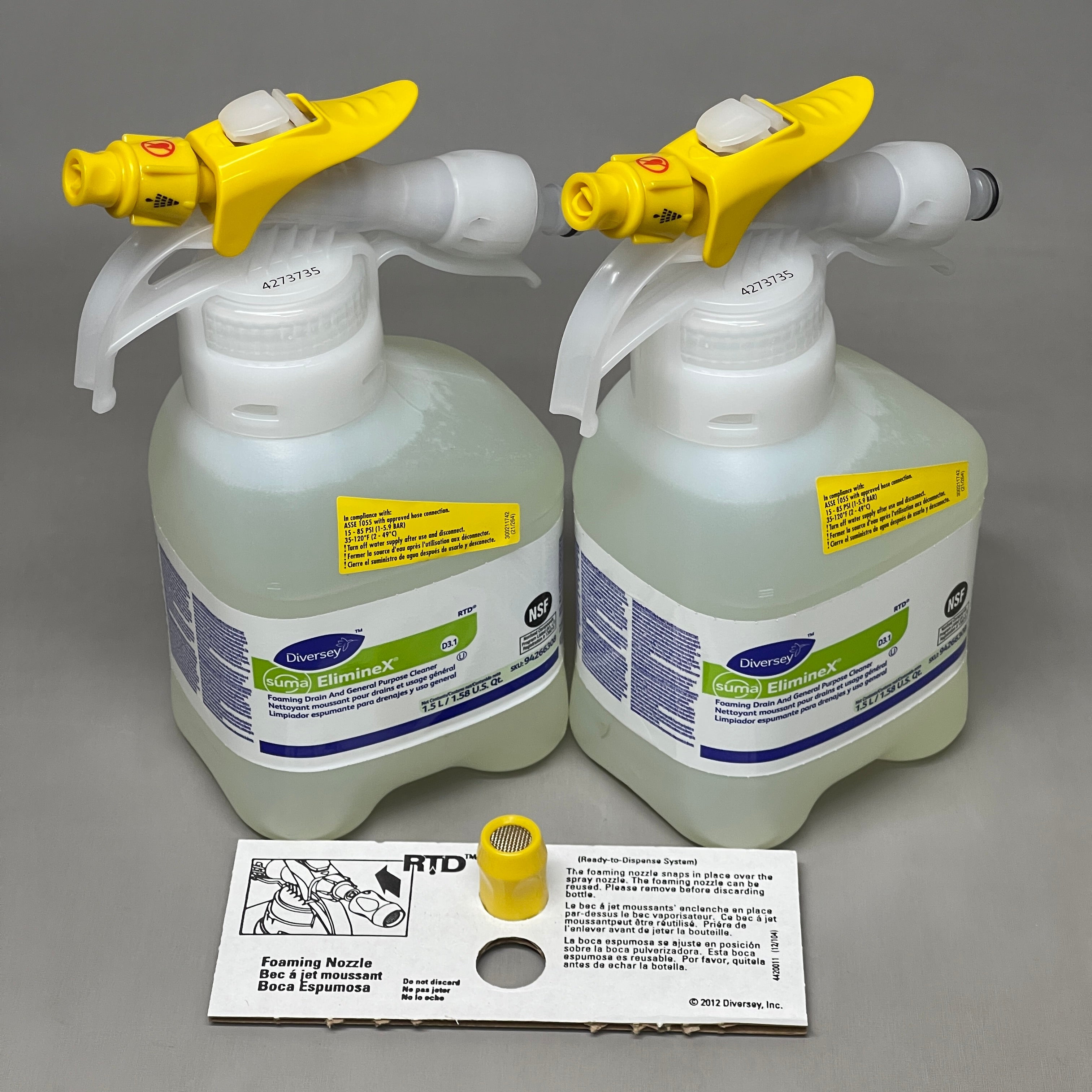 ZA@ DIVERSEY Suma Eliminex Foaming Drain & General Purpose Cleaner 10-PK x 1.5L 94266308 (New)