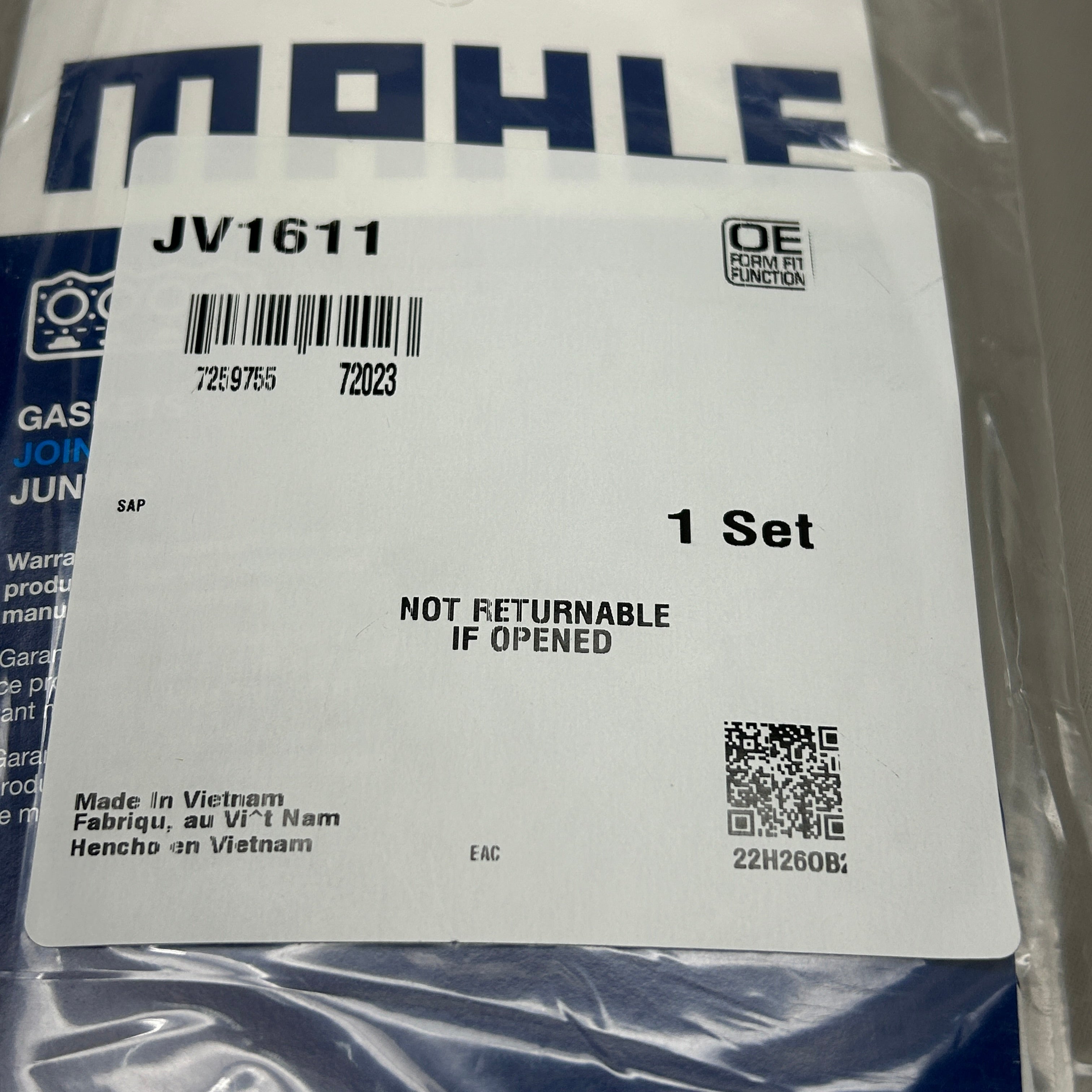 MAHLE Engine Main Bearing Gasket Set JV1611 (New)