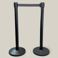 Queueway 2-PACK of Stanchion Black Barrier Posts W/ 7' x 2" Retractable Black Webbing QWYPOST-33-B9 (New)