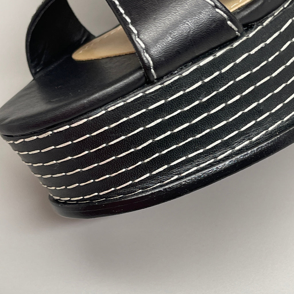 SCHUTZ Keefa Casual Women's Leather Sandal Black Platform 4" Heel Shoes Sz 6B (New)