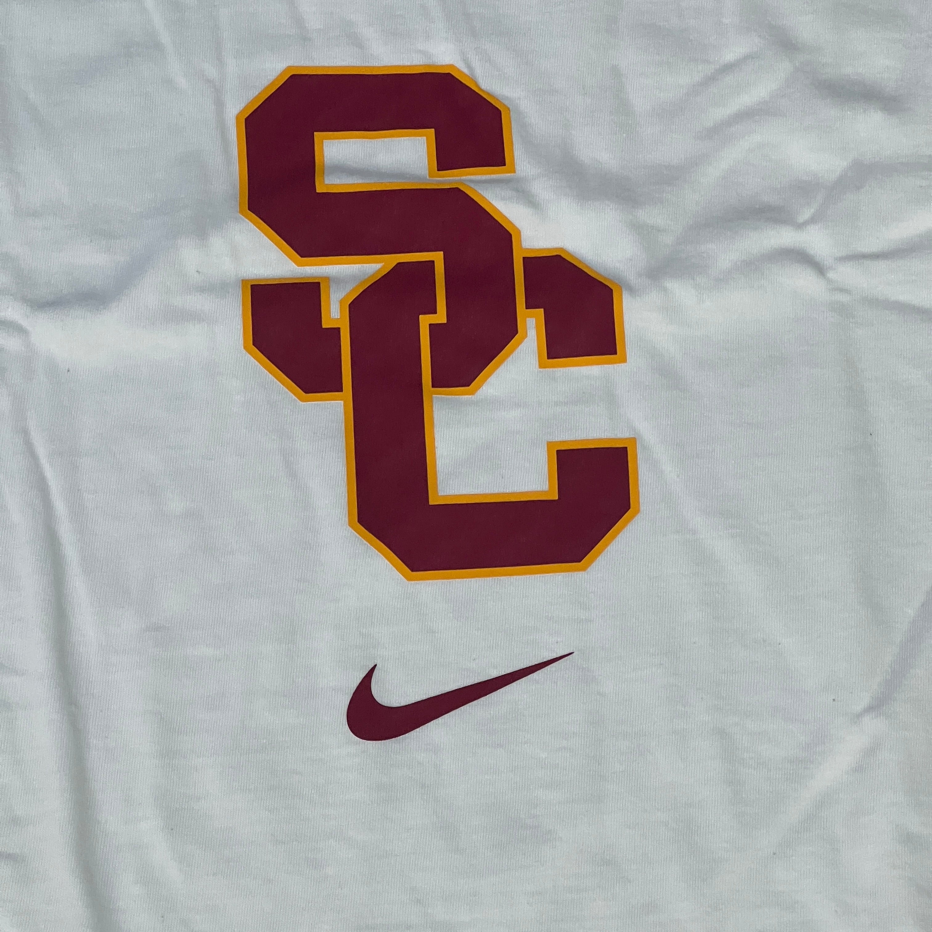 NIKE USC Trojans Essential Logo T-Shirt Men's Sz L White DD7280-100 (New)