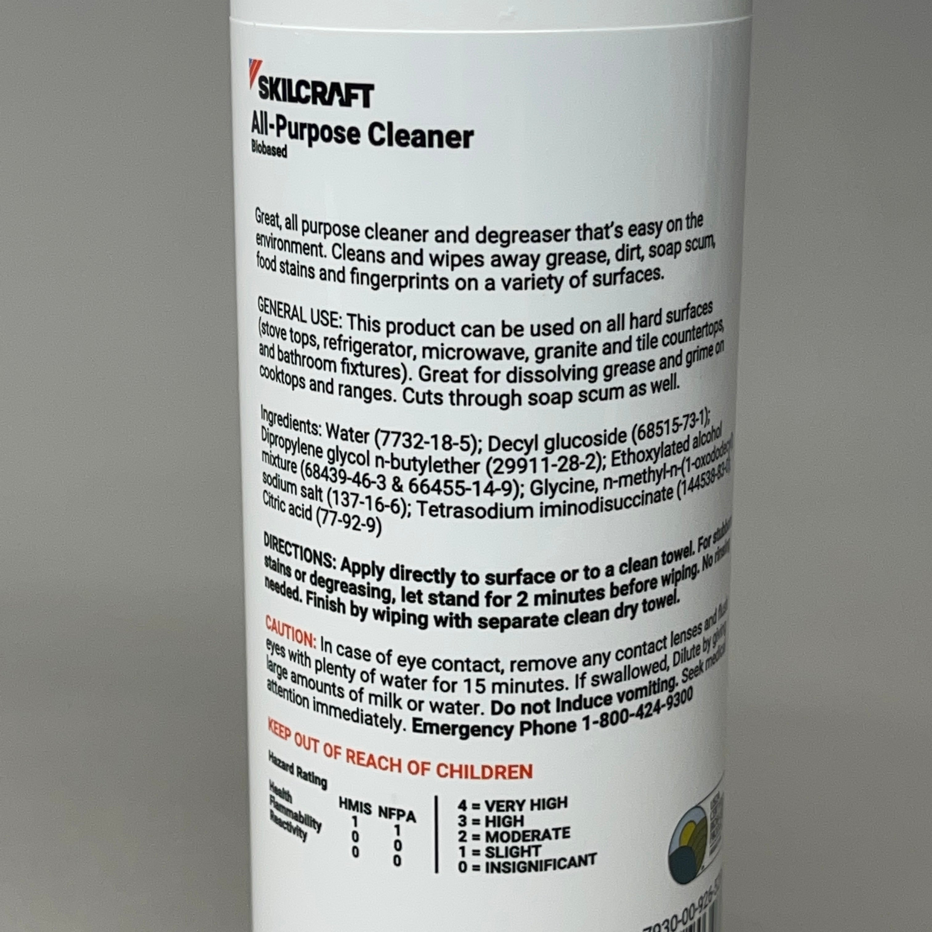 SKILCRAFT (4 PACK) All Purpose Cleaner Biobased 16 oz Spray Bottle 9265280