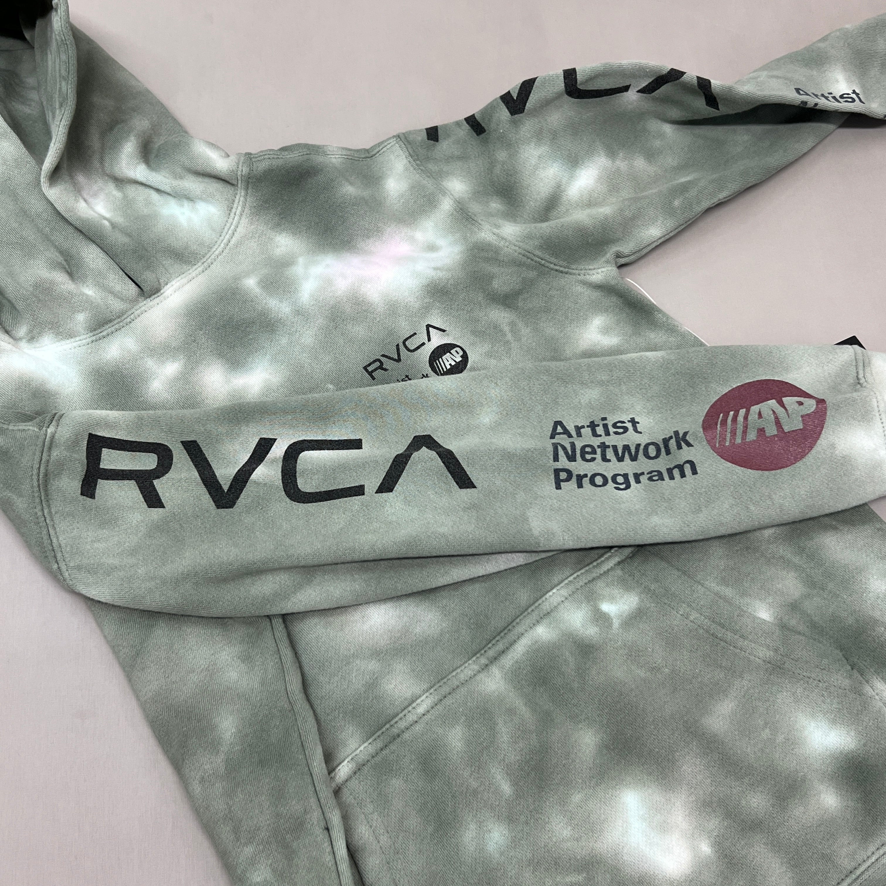 RVCA Artist Network Program Tie Dye Hoodie Youth Sz M /12 AVBSF00106 Green (New)