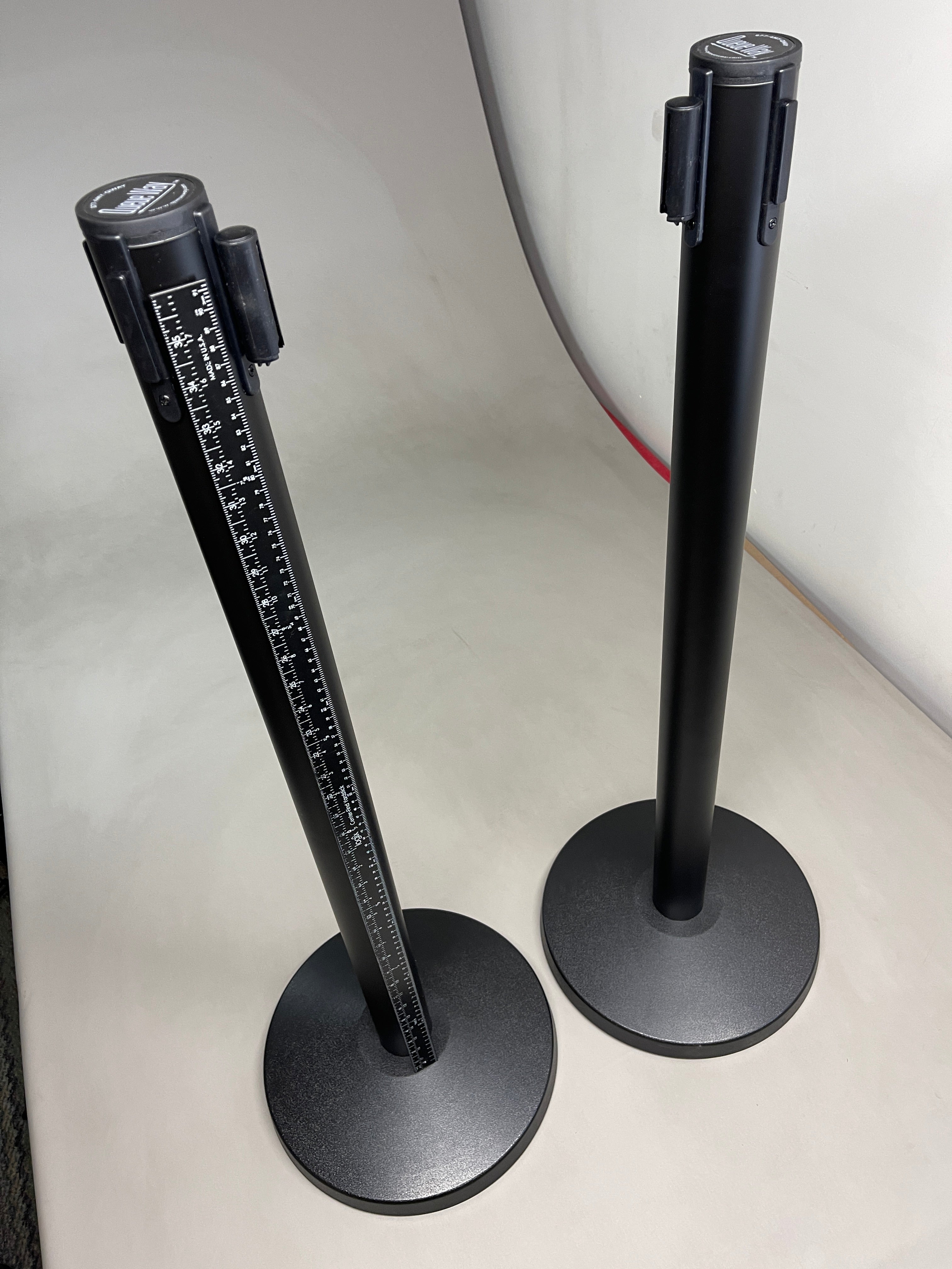 Queueway 2-PACK of Stanchion Black Barrier Posts W/ 7' x 2" Retractable Black Webbing QWYPOST-33-B9 (New)