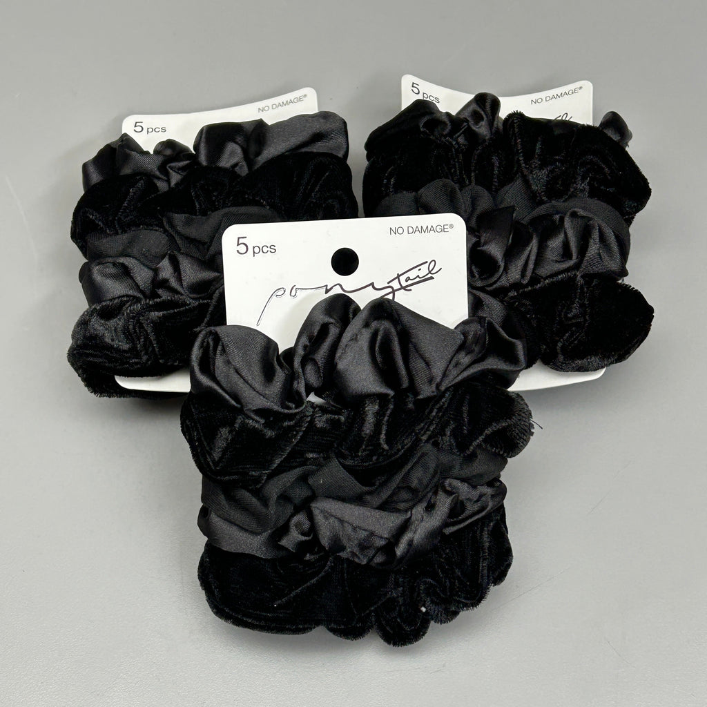 SCUNCI 3-PACK! The Original Scrunchie Black 5-Pieces (New)