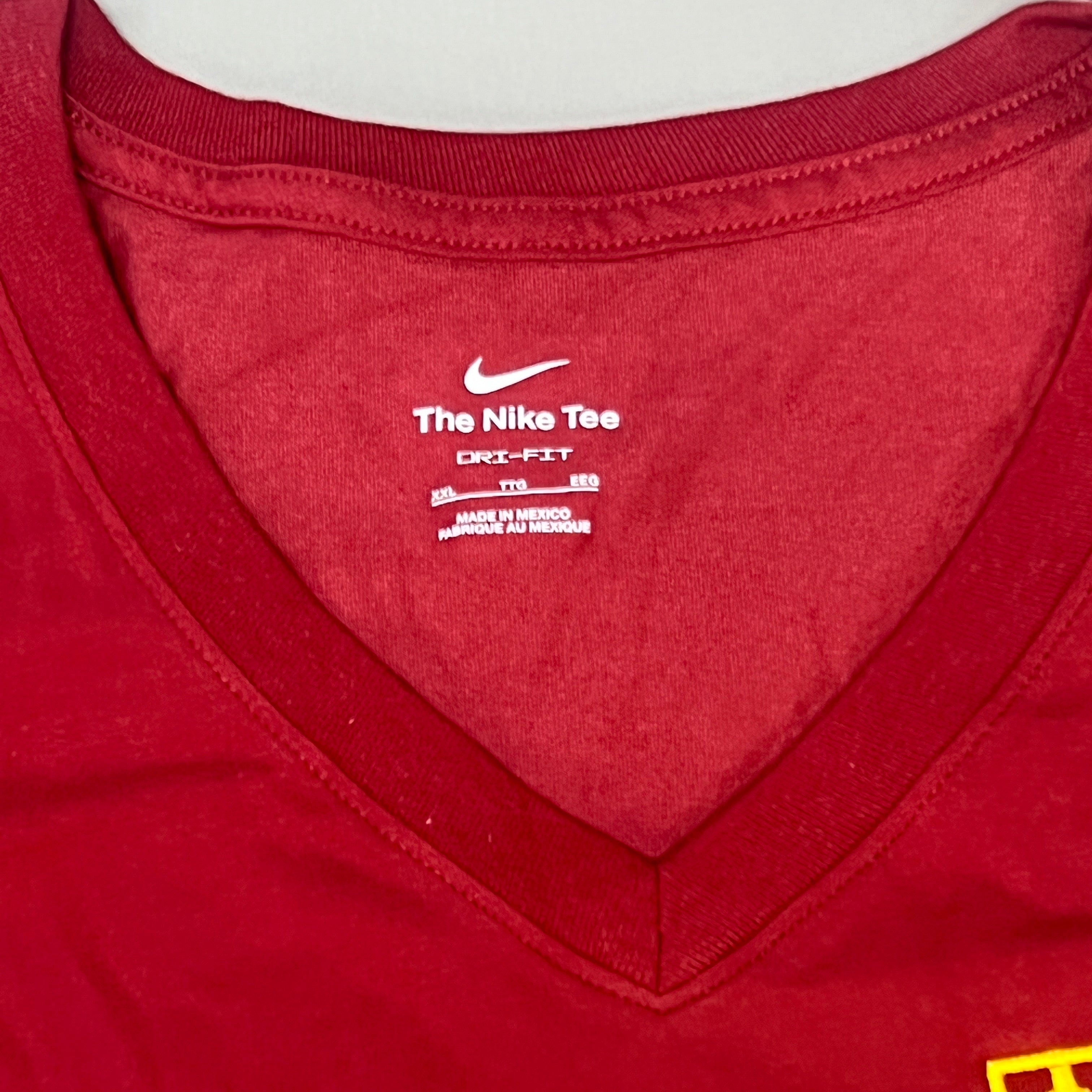 NIKE USC Trojans Logo Dri-Fit V-Neck T-Shirt Women's Sz XXL Cardinal Red DQ1708-613 (New)