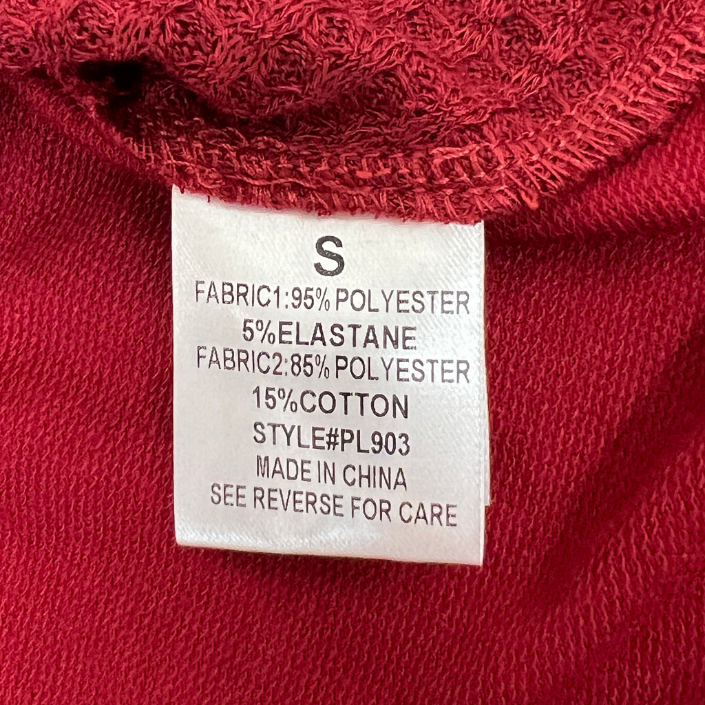PINK LILY Take the Leap Henley Waffle Knit Blouse Women's Sz S Cranberry PL903 (New)