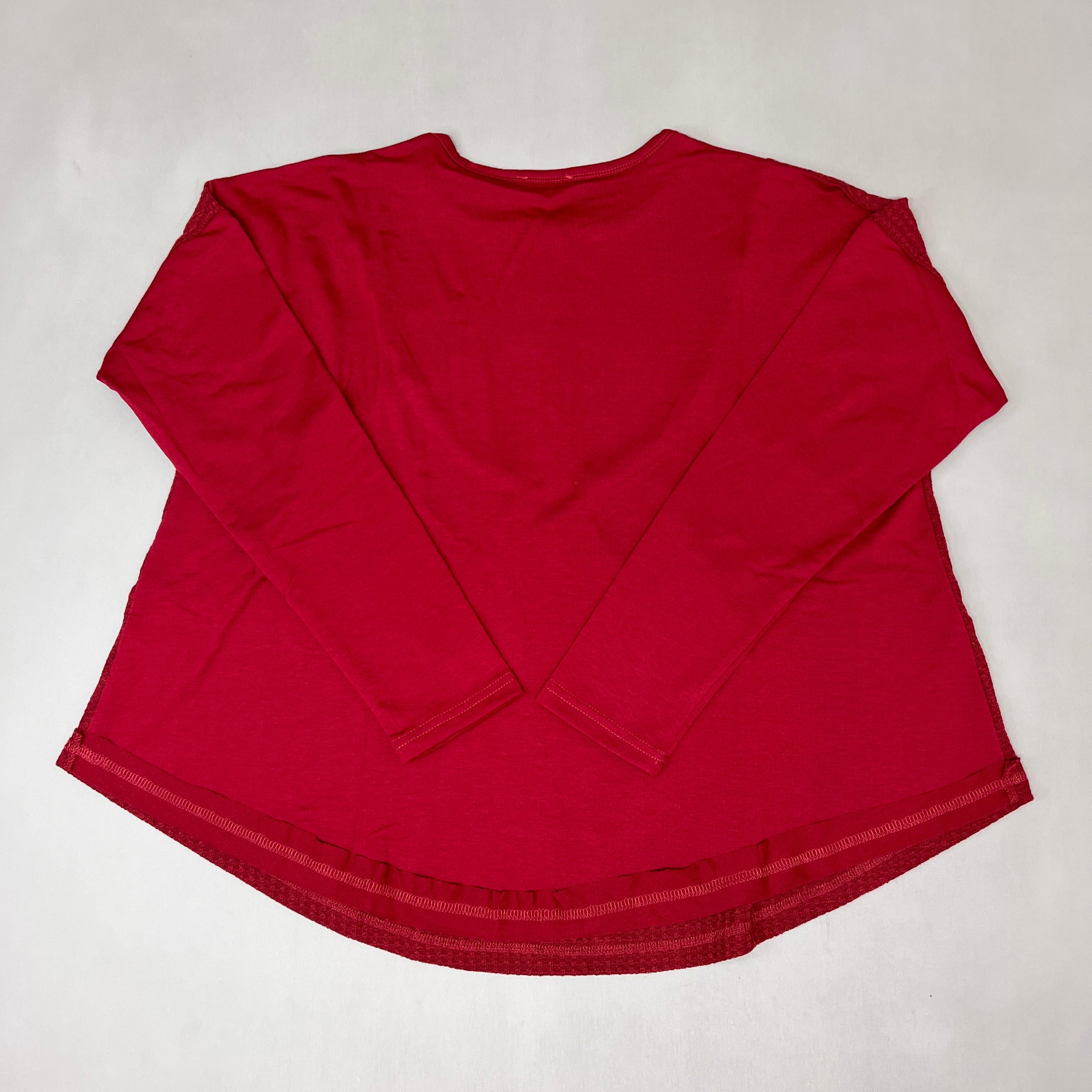 PINK LILY Take the Leap Henley Waffle Knit Blouse Women's Sz S Cranberry PL903 (New)