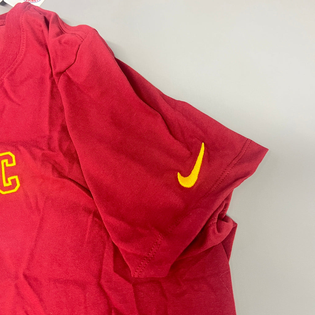 NIKE USC Trojans Logo Dri-Fit V-Neck T-Shirt Women's Sz XXL Cardinal Red DQ1708-613 (New)