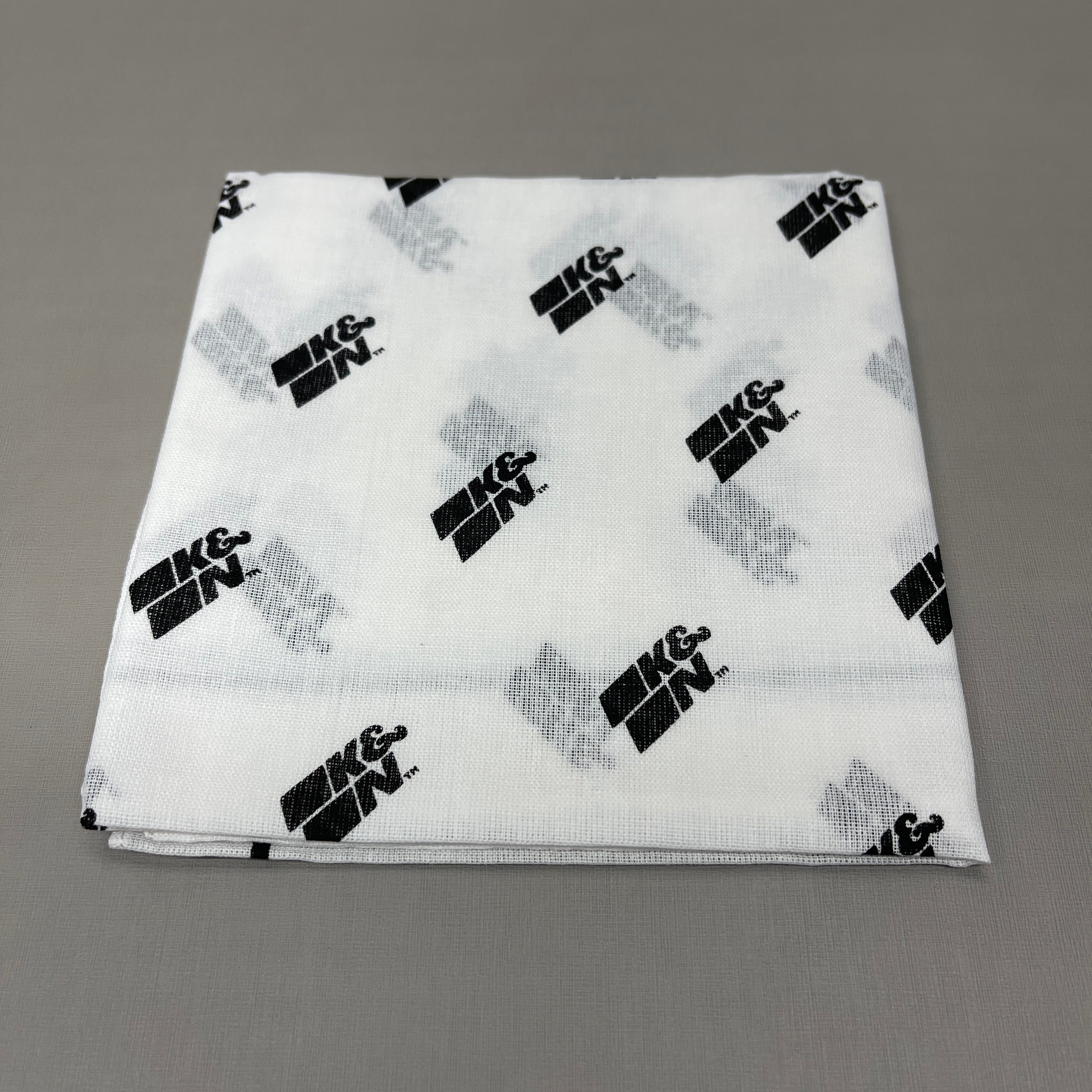 K&N (9 PACK) Bandana Neck Gator Handkerchief White/Black 87-4018-Bandana