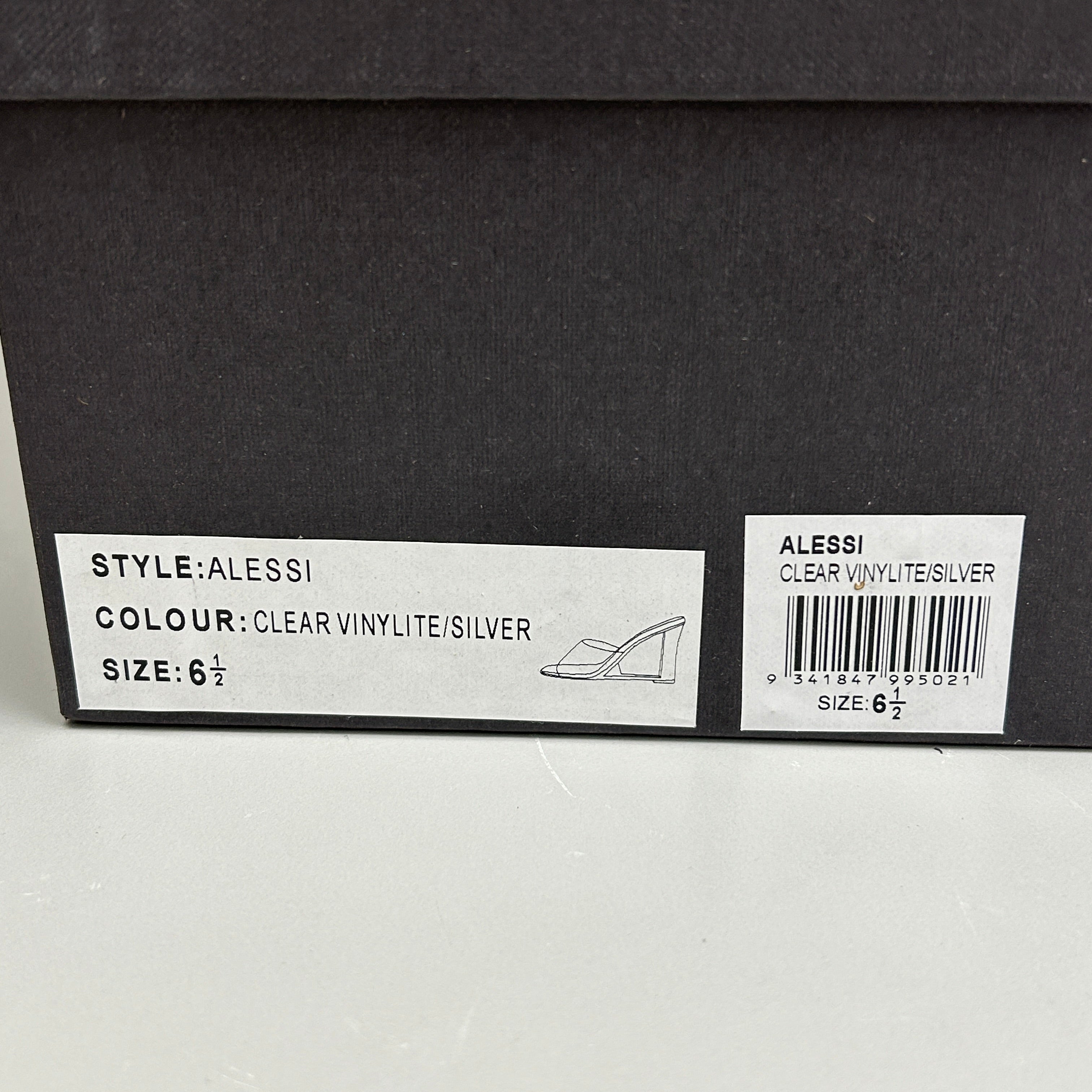 TONY BIANCO Alessi Clear Vinylite/Silver Wedges Women's Heels Sz 6.5 (New)