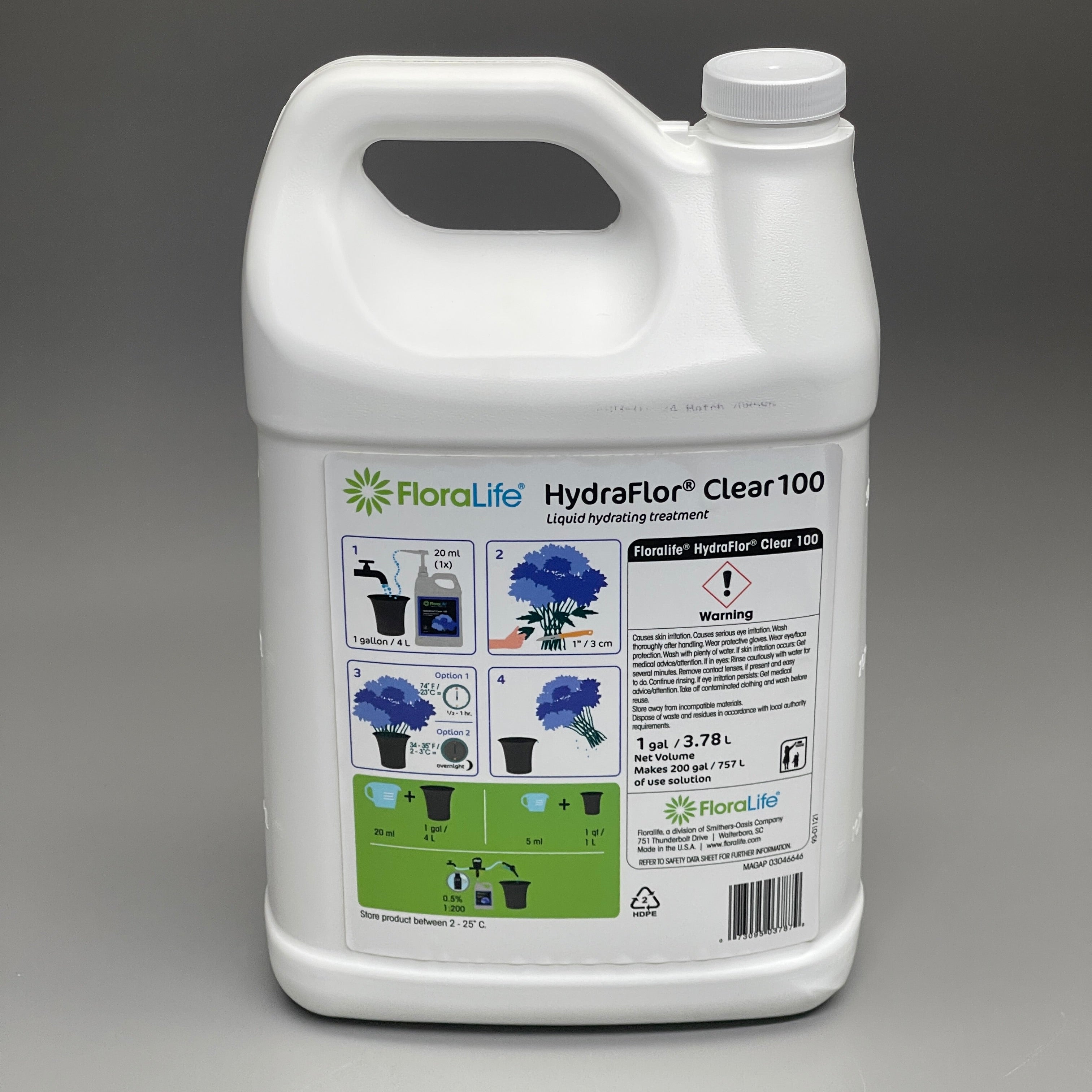 SMITHERS OASIS FloraLife Hydraflor Clear 100 Hydrating Treatment 1 Gallon (New)
