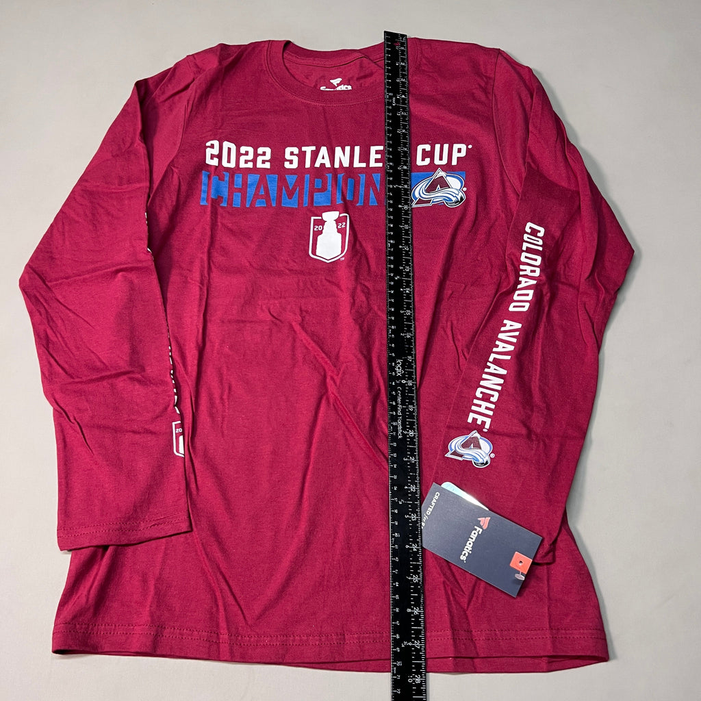 FANATICS 2022 Stanley Cup Champions Colorado Avalanche Long Sleeve T-shirt Sz S Burgundy 058N SC Champs (New)