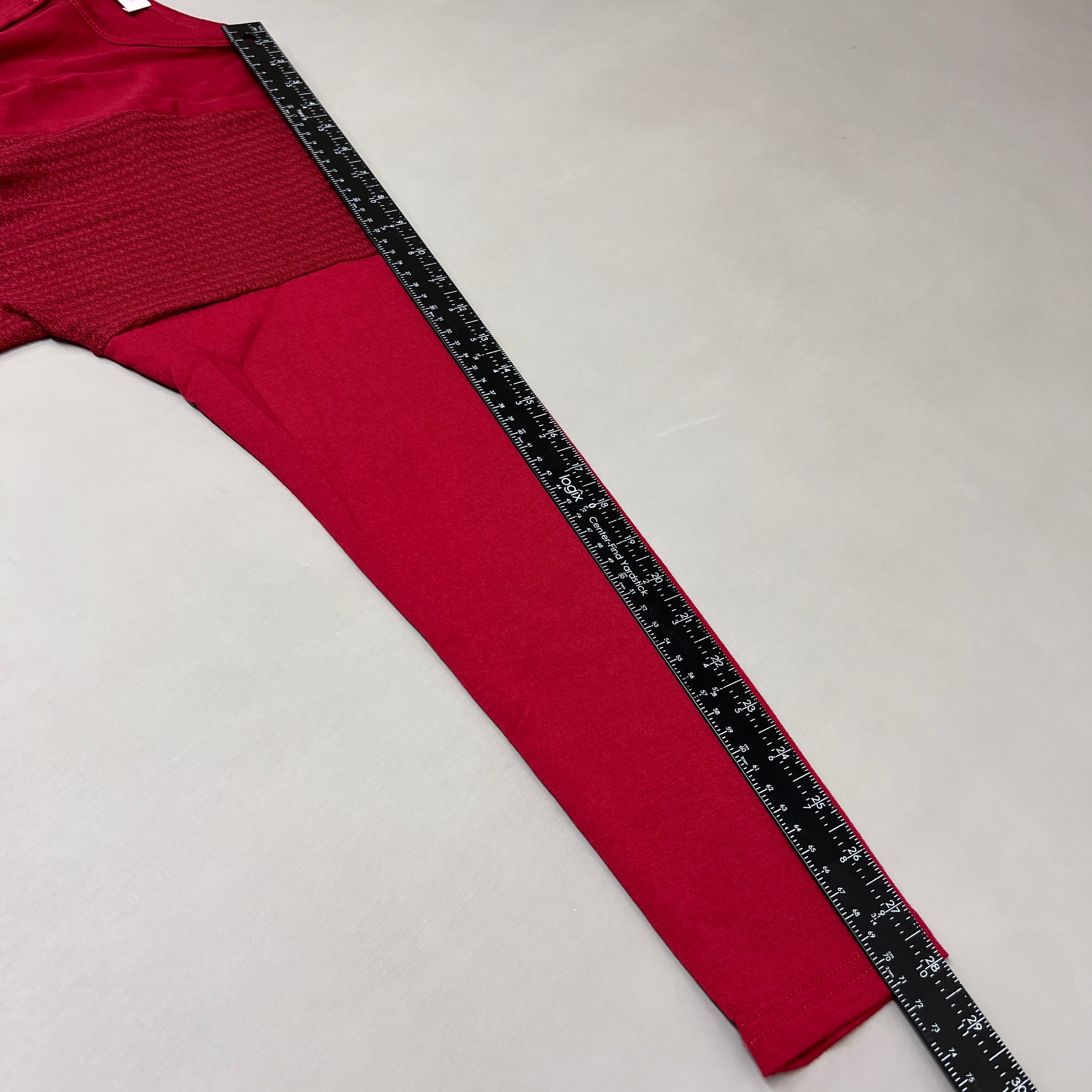 PINK LILY Take the Leap Henley Waffle Knit Blouse Women's Sz S Cranberry PL903 (New)