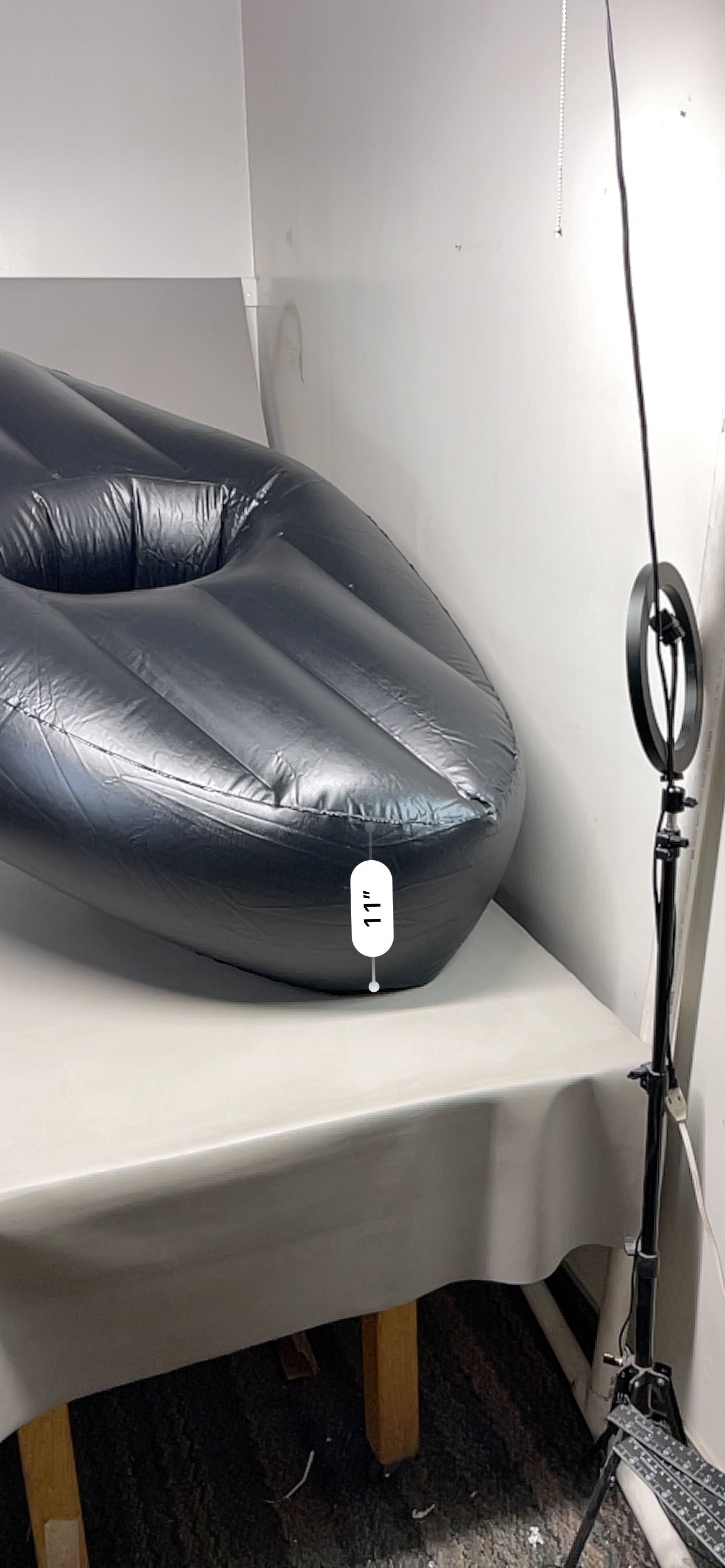 ZA@ BOOTY BEAN BAG BBL Big Inflatable Air Mattress Black 24" Oval With More Support (New)
